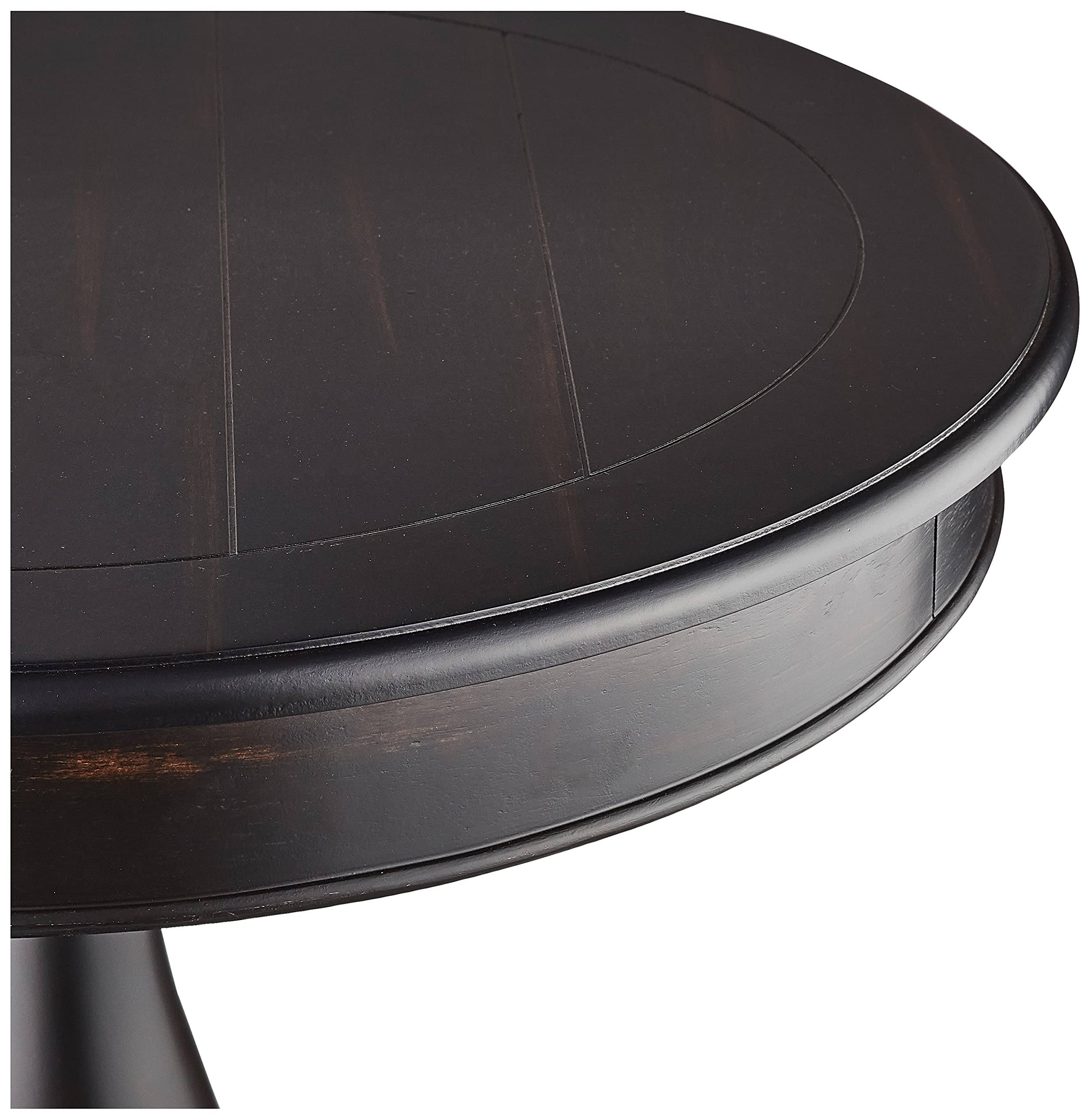 Roundhill Furniture Rene Round Wood Pedestal Side Table - Black Wooden End Table for Living Room, Bedroom & Office Decor