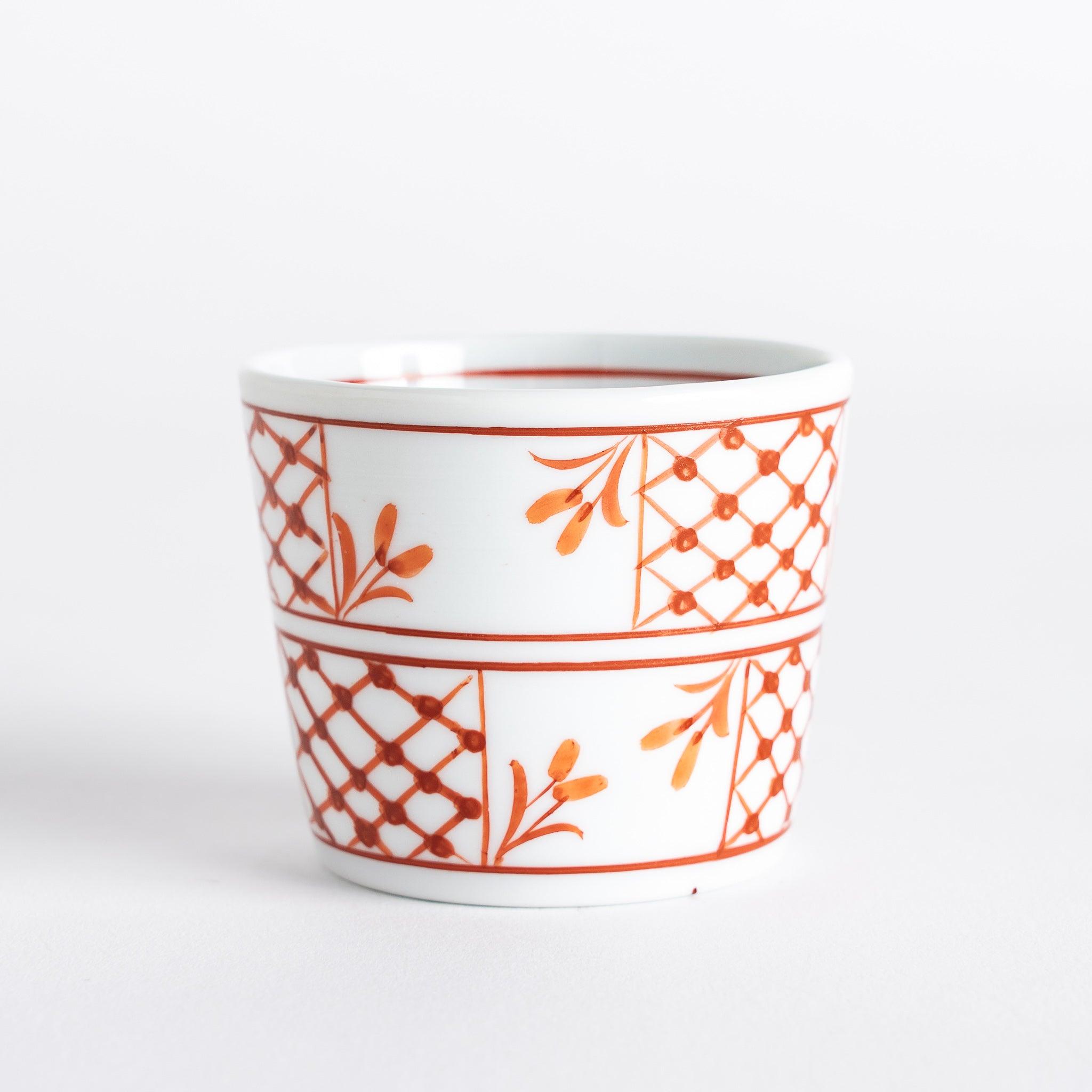 Floral Checkered Pattern Small Condiment Bowl - 4 Inch Ceramic Sauce Dish for Salad Dressing, Soy Sauce, Dipping - Perfect for Dining Table, Kitchen, Party Serving