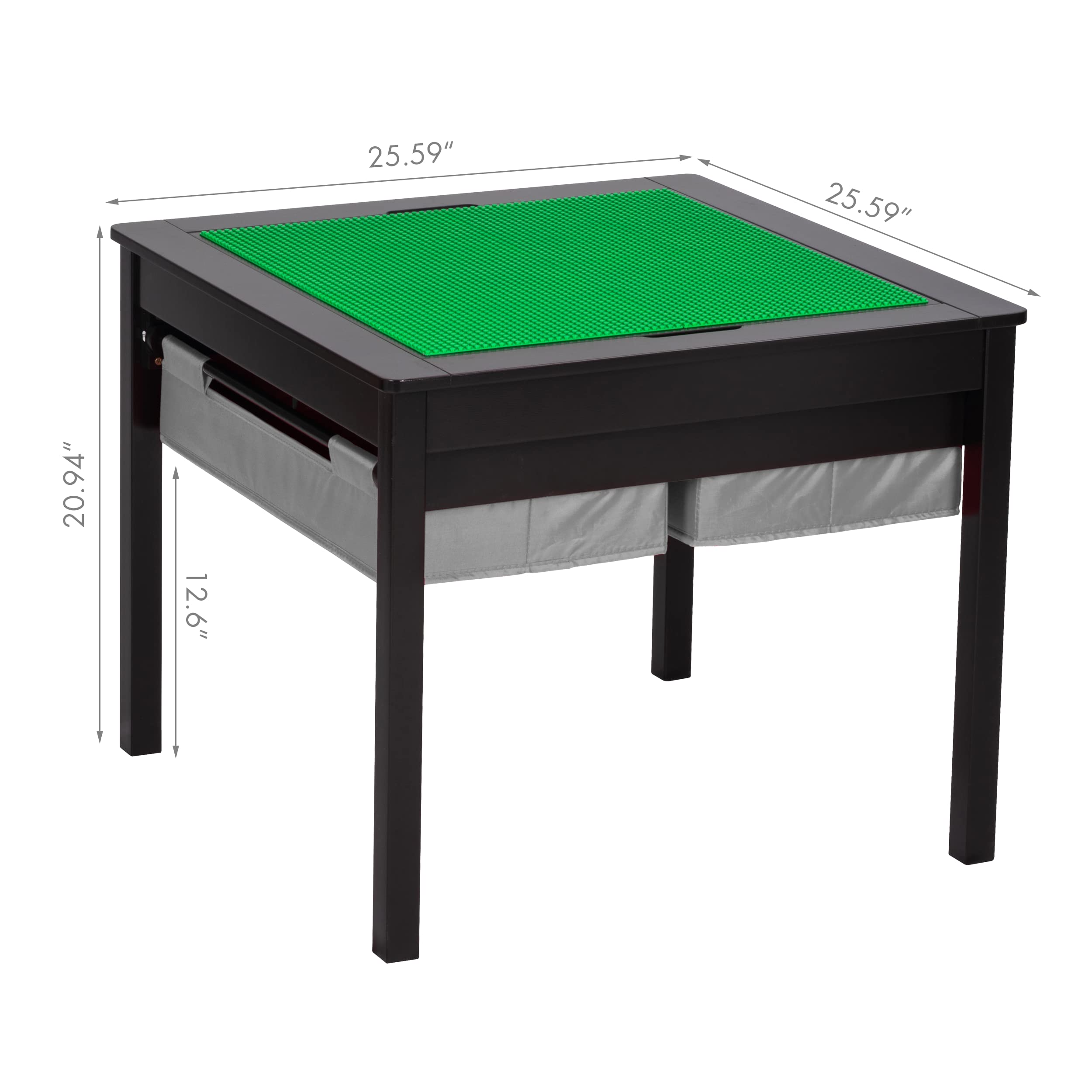 UTEX 2-in-1 Kids Construction Play Table with Storage Drawers & Built-in Plate - Espresso with Gray Drawer - Perfect for Toddler Playrooms & Daycare Centers