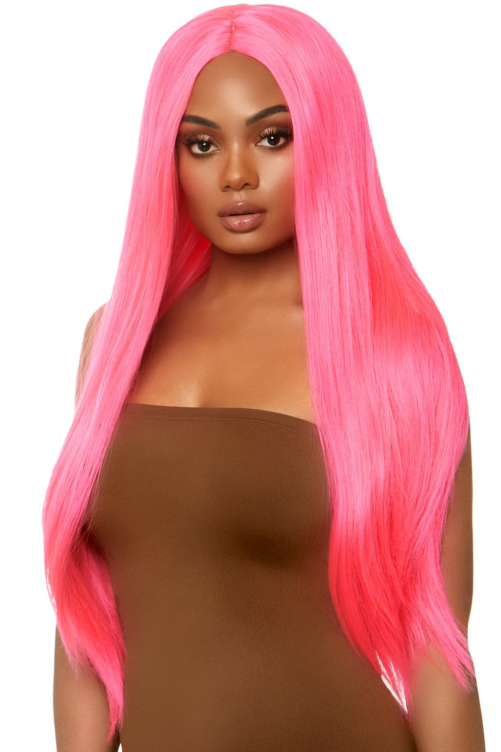 Long Straight Neon Pink Synthetic Wig for Cosplay, Halloween, Costume Parties & Themed Events – Perfect for Anime, Manga & Fantasy Looks