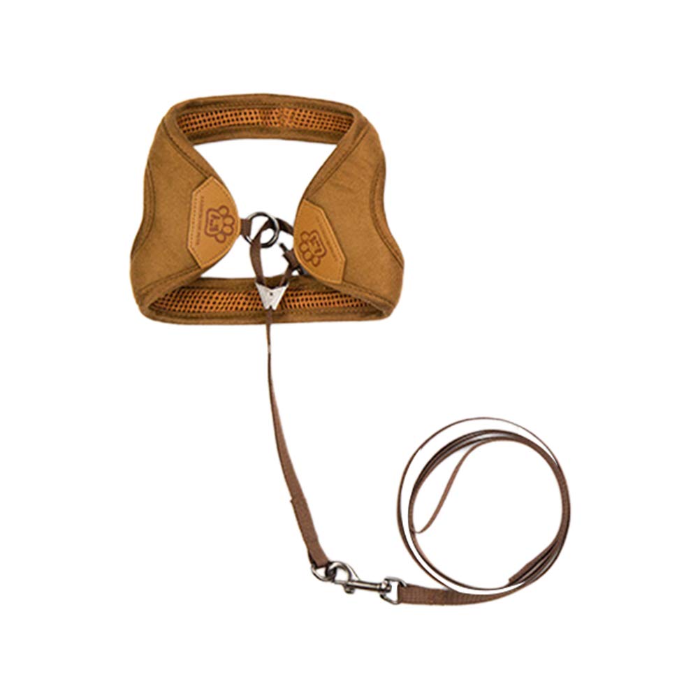 Premium Pet Cat Harness and Leash Set - Adjustable Soft Mesh Vest with Reflective Stripes for Small Dogs & Cats (Size S, Coffee Brown) - Perfect for Walking, Training & Outdoor Adventures