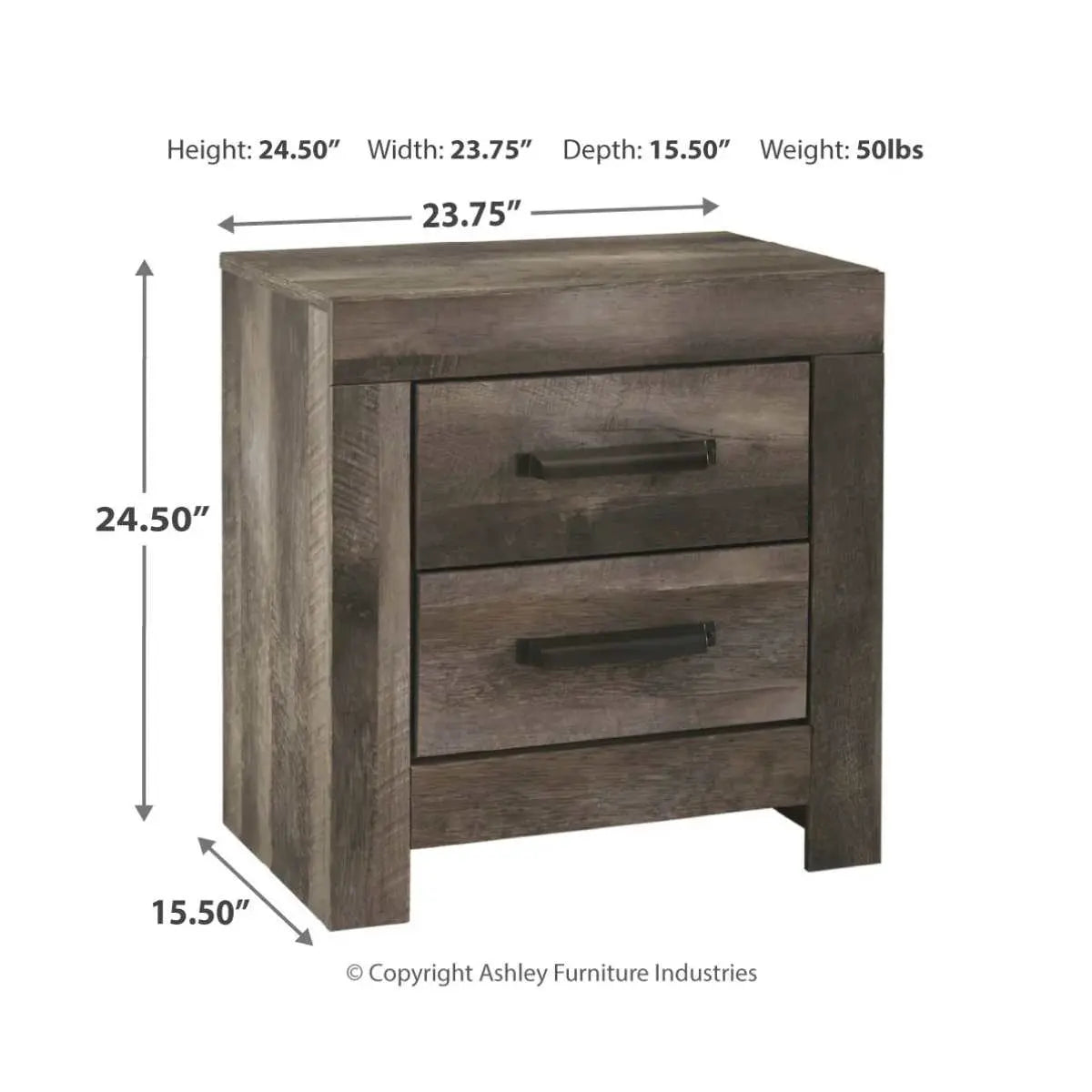 Ashley Wynnlow Nightstand B440 - Modern Bedside Table with Storage Drawer, Perfect for Bedroom, Living Room or Office - Compact Night Stand with Sleek Design for Small Spaces