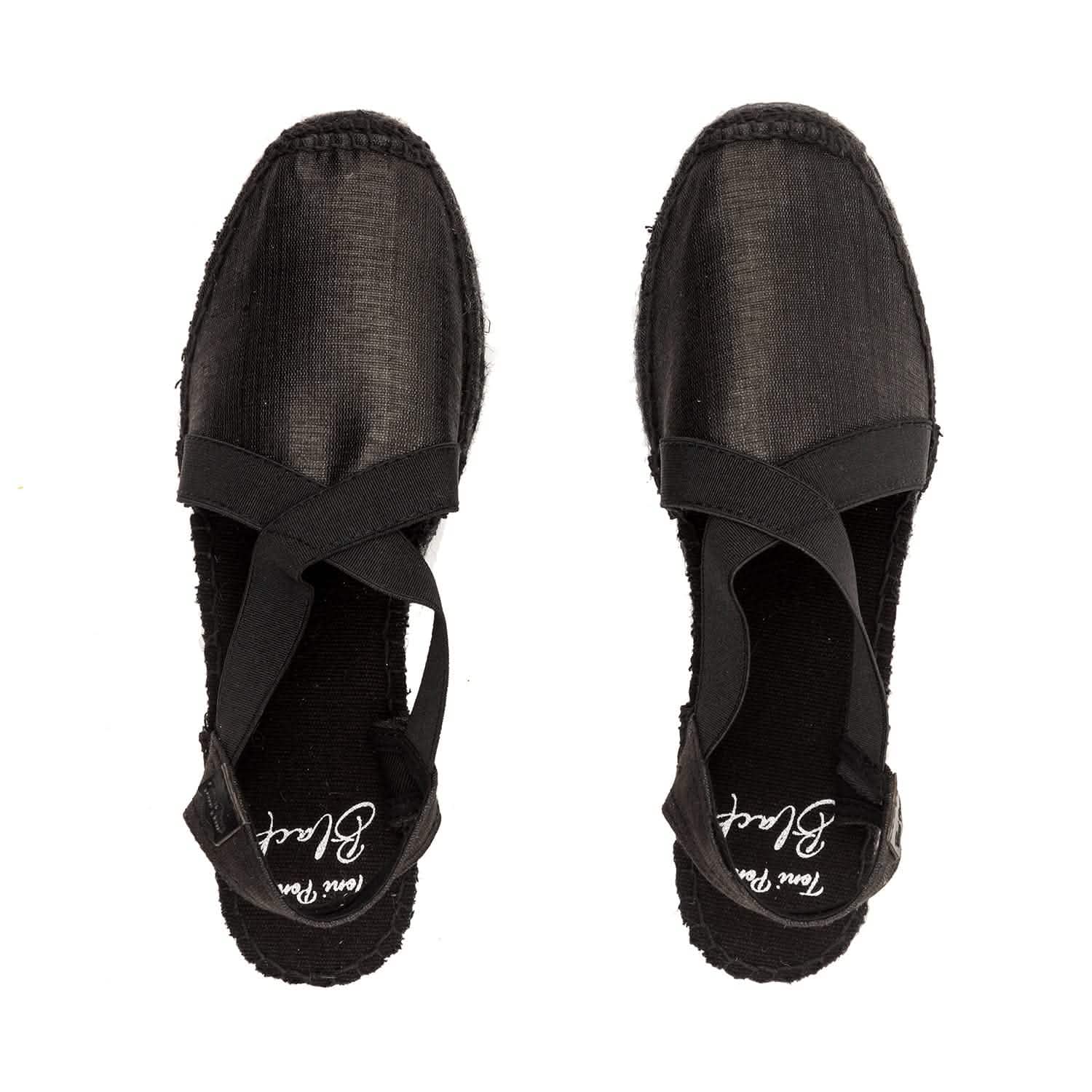 Women's Black Silk Wedge Espadrilles - Comfortable Summer Sandals for Beach, Vacation & Casual Outings | Tabarca BK