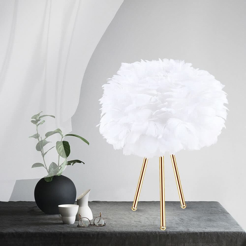 LYNICESHOP LED Swan Feather Bedside Table Lamp - Modern Standing Nightstand Light for Reading, Living Room, Study, Bedroom, Hotel & Guest Room - Elegant Interior Lighting Solution