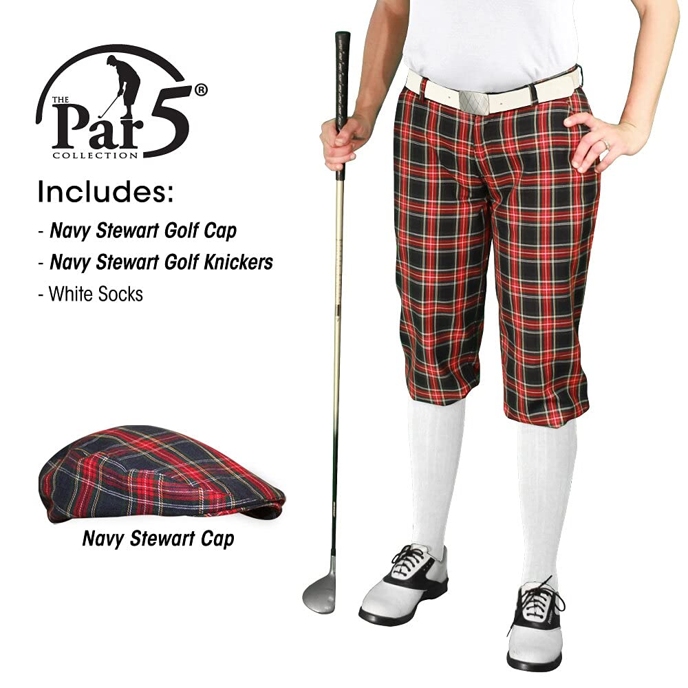 Stewart Collection Ladies 'Par 5' Matching Golf Cap & Over-The-Calf Socks - Navy - Perfect for Golf Outfits & Country Club Style