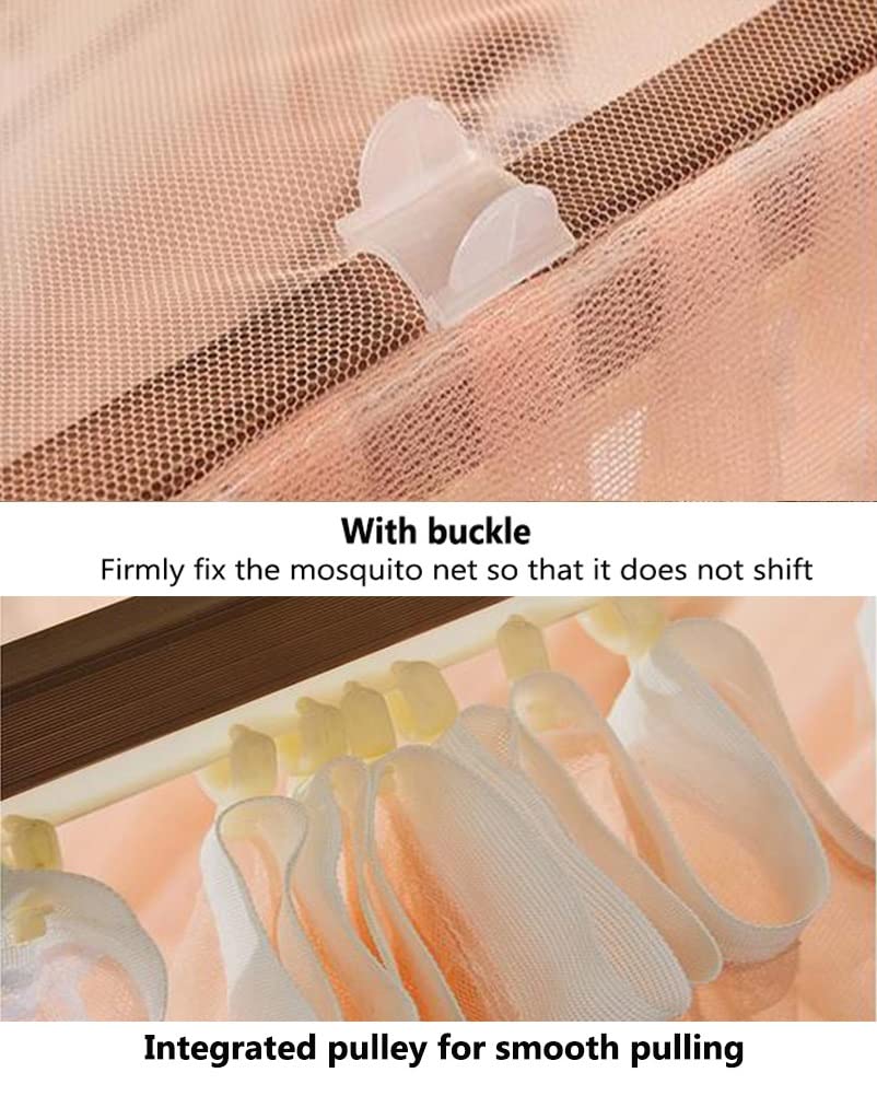 Romantic Pink Bed Canopy Mosquito Net for Single, Double & King Beds - 120X200CM Metal Frame Summer Bed Curtain for Bedroom Decor | Perfect for Outdoor Camping, Boho Bedroom & Wedding Decorations