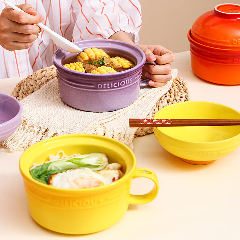 **Kalours Noodle Bowl Set with Lid & Soup Spoon – 50% Off Clearance Sale – Perfect for Ramen, Pho, and Asian Soups at Home**