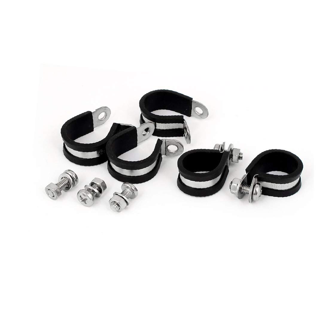 X-DREE 5-Pack 22mm P Clips with EPDM Rubber Lined Mounting Brackets for Pipe, Tube & Cable Management - Perfect for Automotive, Marine & Home Organization