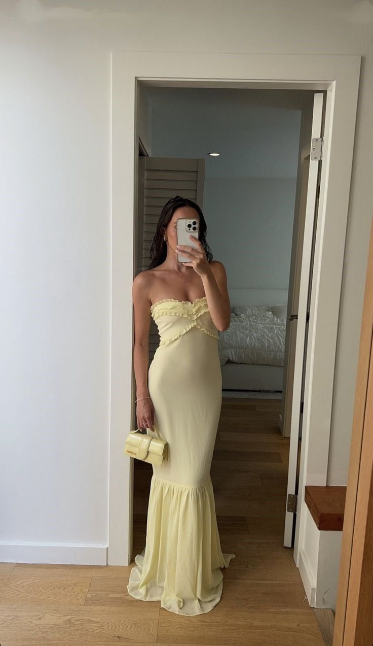 Elegant Mermaid Sweetheart Neckline Long Yellow Prom Dress for Evening Gowns - Perfect for Homecoming, Prom Night & Formal Events - Style J5951