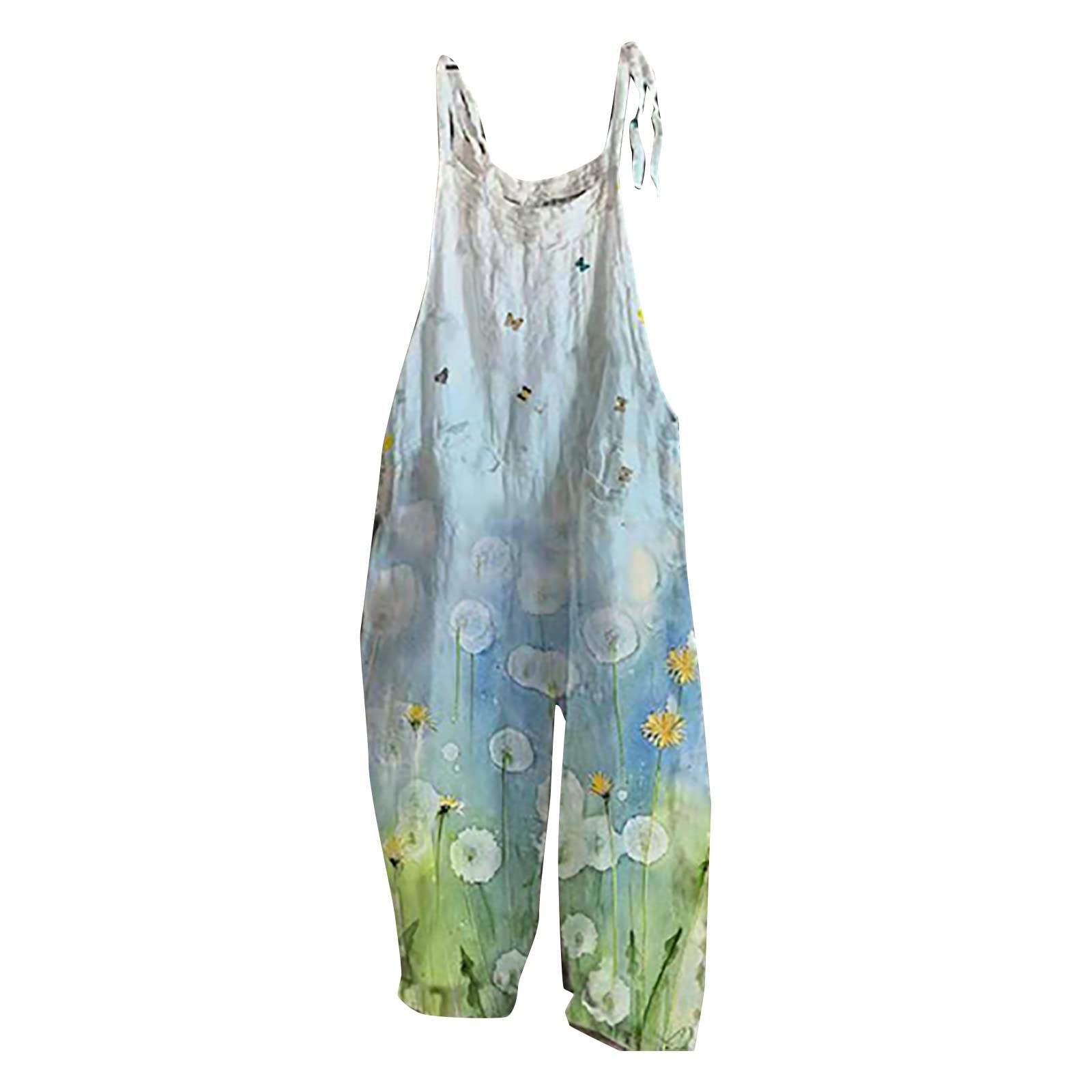 Women's Floral Print Overalls Jumpsuit - Summer Casual Loose Fit with Adjustable Straps & Wide Leg Pants | Perfect for Outdoor Activities, Beach Vacations, and Everyday Wear