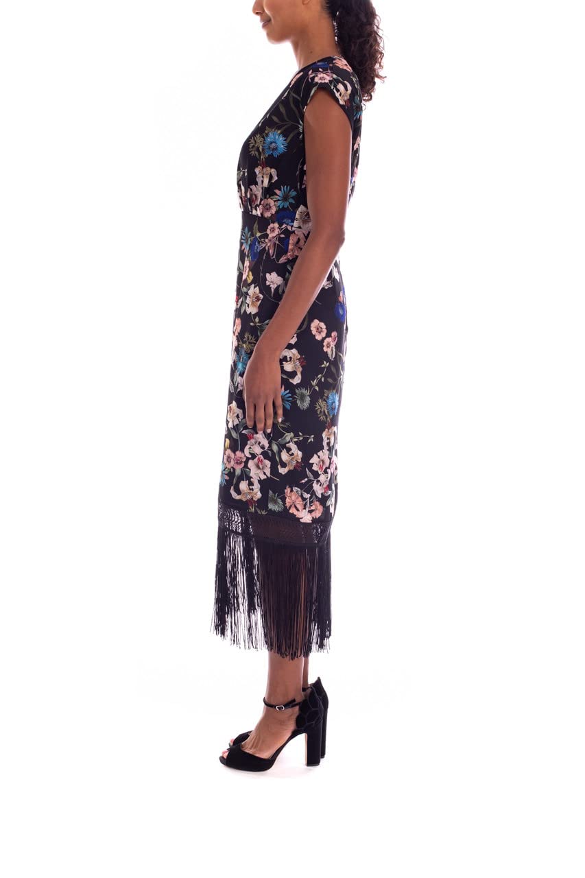 Badgley Mischka Women's Floral Fringe Cocktail Dress - Elegant Party & Wedding Guest Dress for Special Occasions
