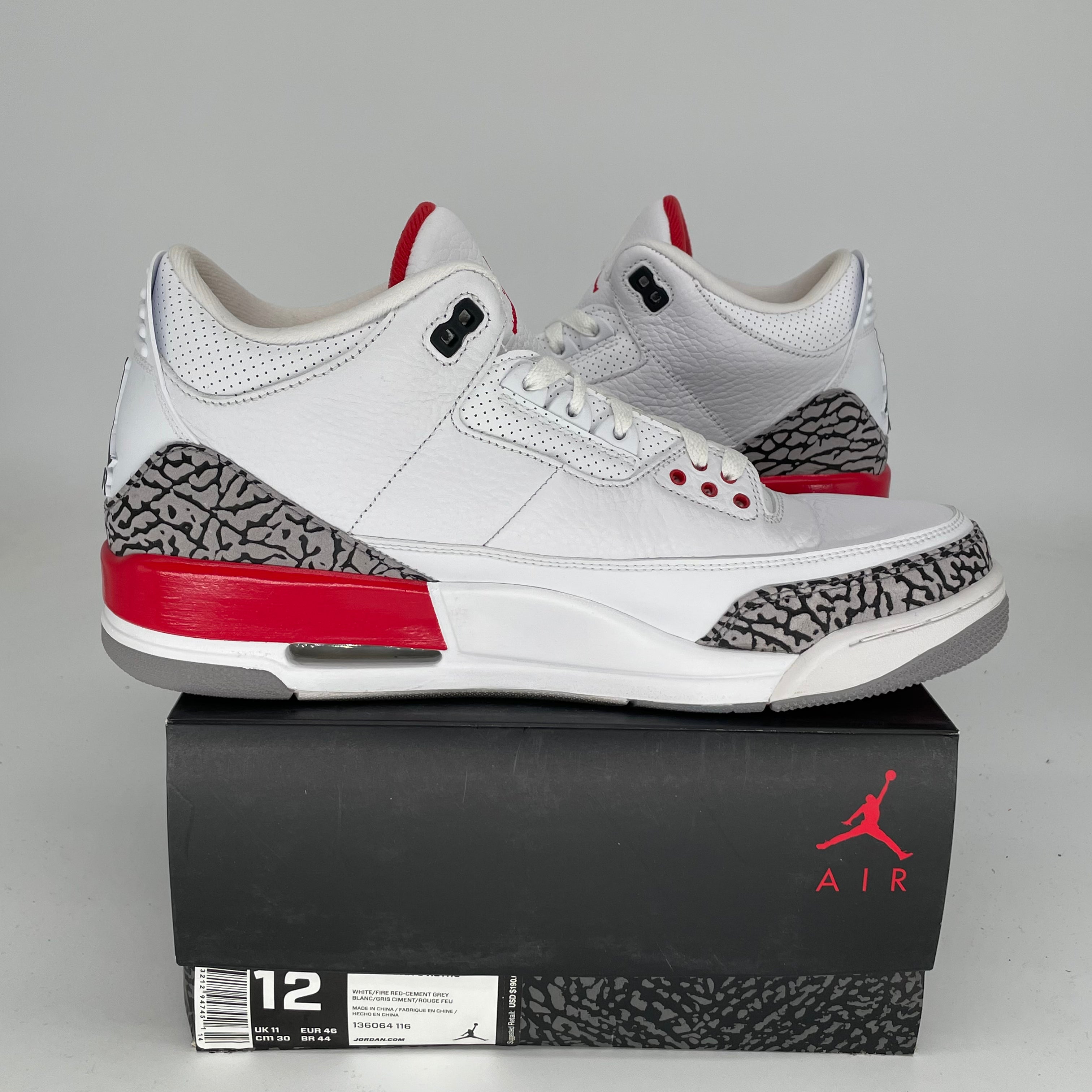 Original Air Jordan 3 Retro 'Hall of Fame' Basketball Shoes - Men's Size 12 (136064-116) - Perfect for Sneaker Collectors & Casual Wear