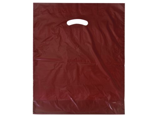 BURGUNDY Super Gloss Recycled Plastic Bags 12x15 Inches - 1.25 Mil Thick (Pack of 1000) | Eco-Friendly Shopping Bags for Retail, Grocery & Gift Packaging