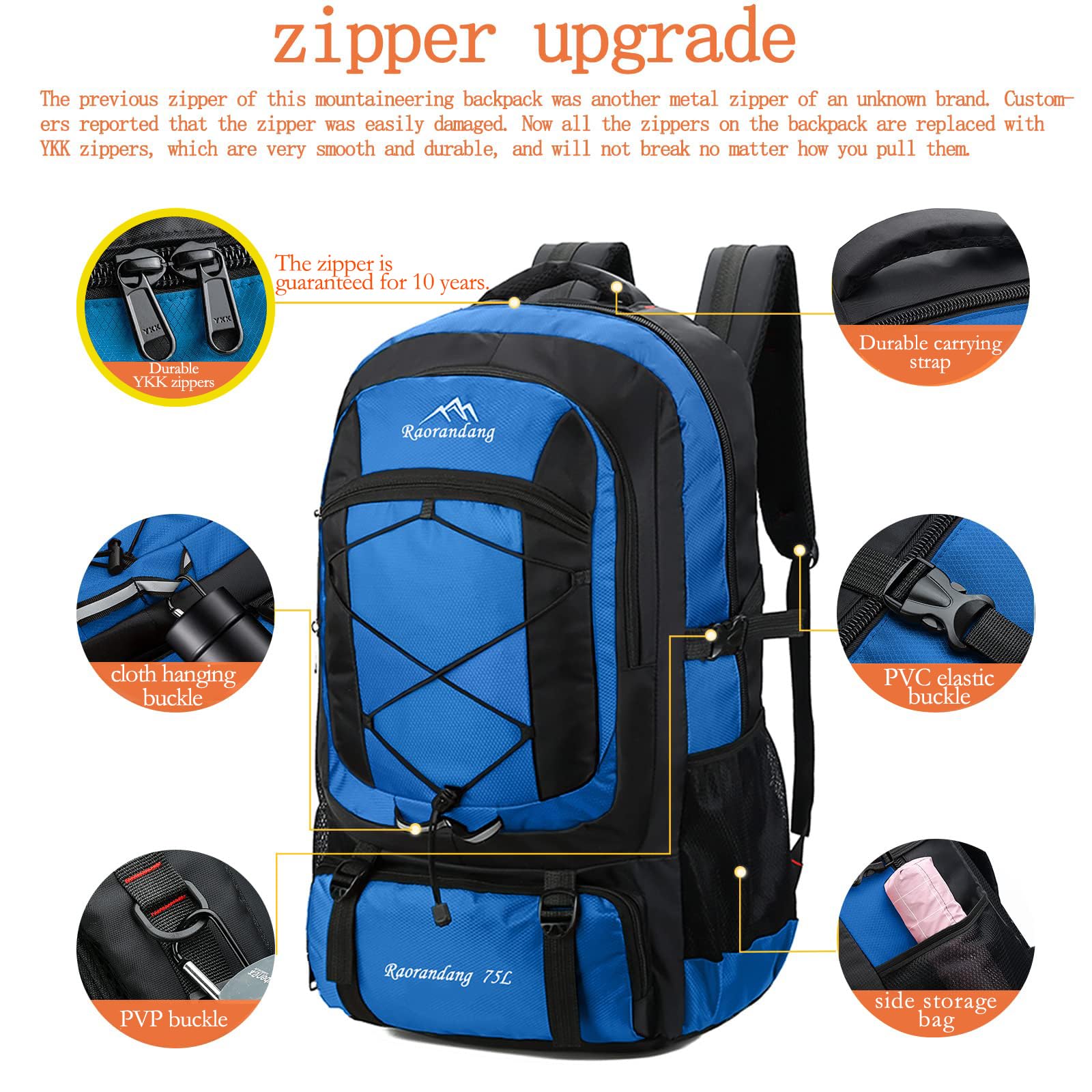 **75L Waterproof Lightweight Hiking Backpack - Durable Large Capacity Travel Backpack for Camping, Trekking & Outdoor Adventures**
