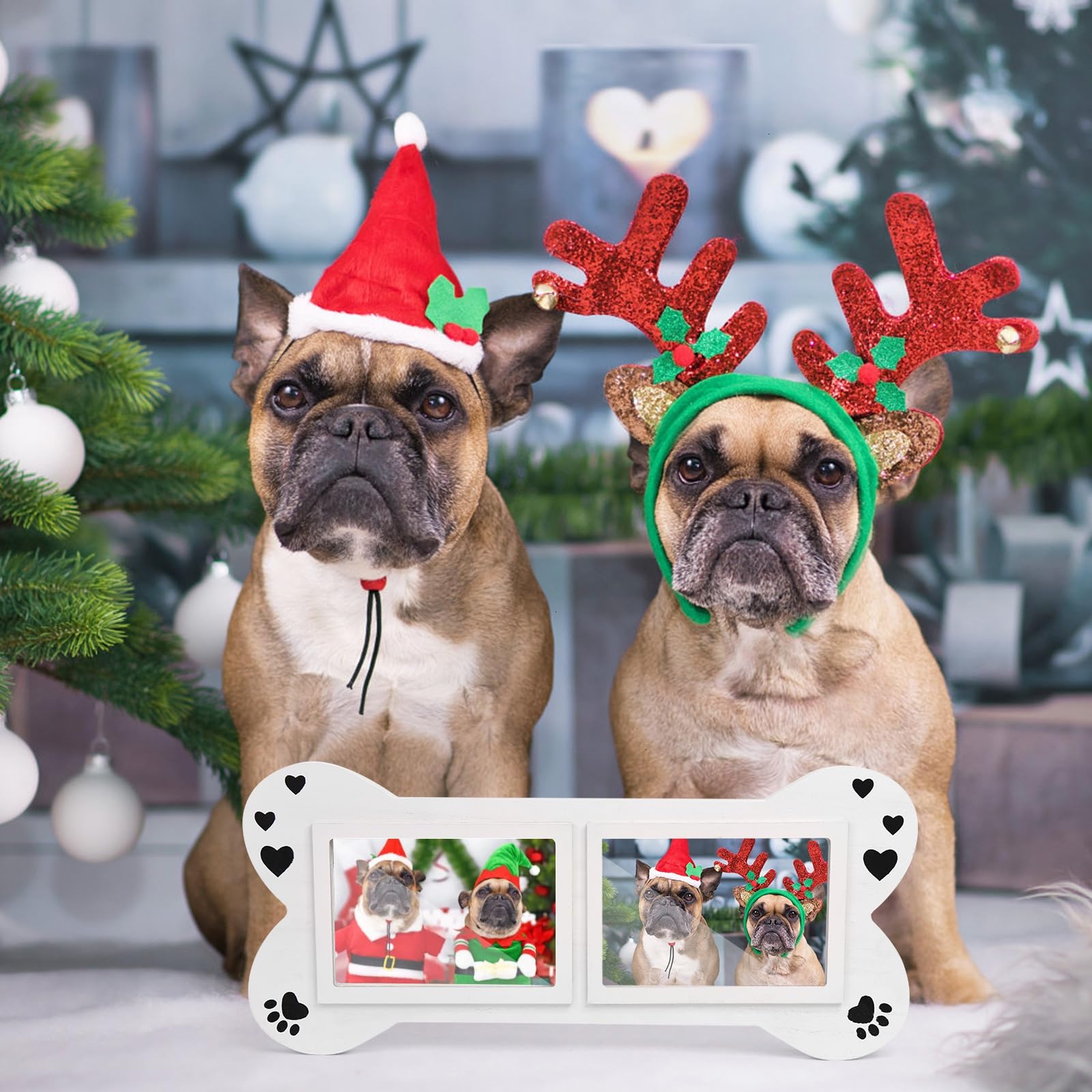 Timoo 4x6 Wooden Dog Picture Frame - Double Collage Photo Display for Pet Lovers | Perfect Christmas Gift for Dog Moms & Women | Elegant White Home Decor | Ideal for Living Room, Bedroom or Office Display