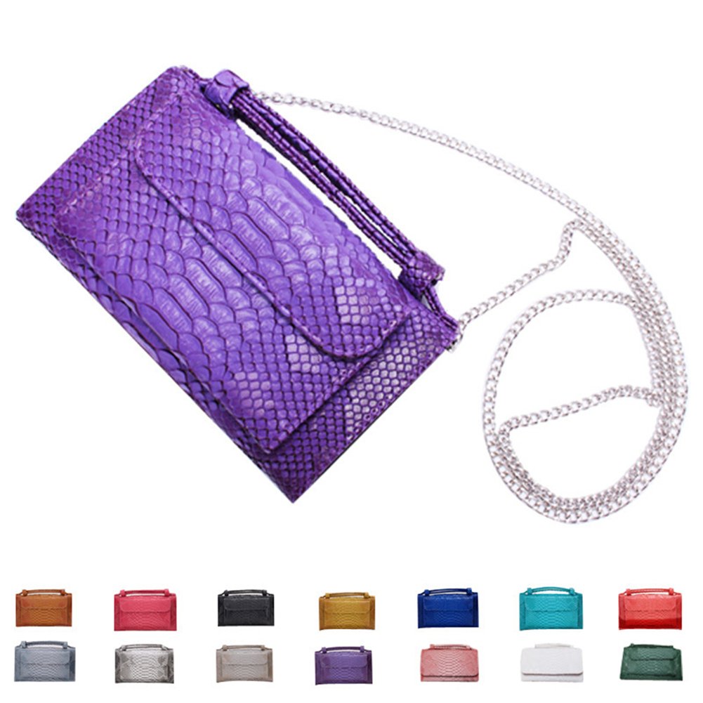 Genuine Leather Women's Crossbody Purse - Stylish Snakeskin Tote Handbag with Detachable Chain, Wallet & Clutch for Everyday Use, Work, Travel & Special Occasions