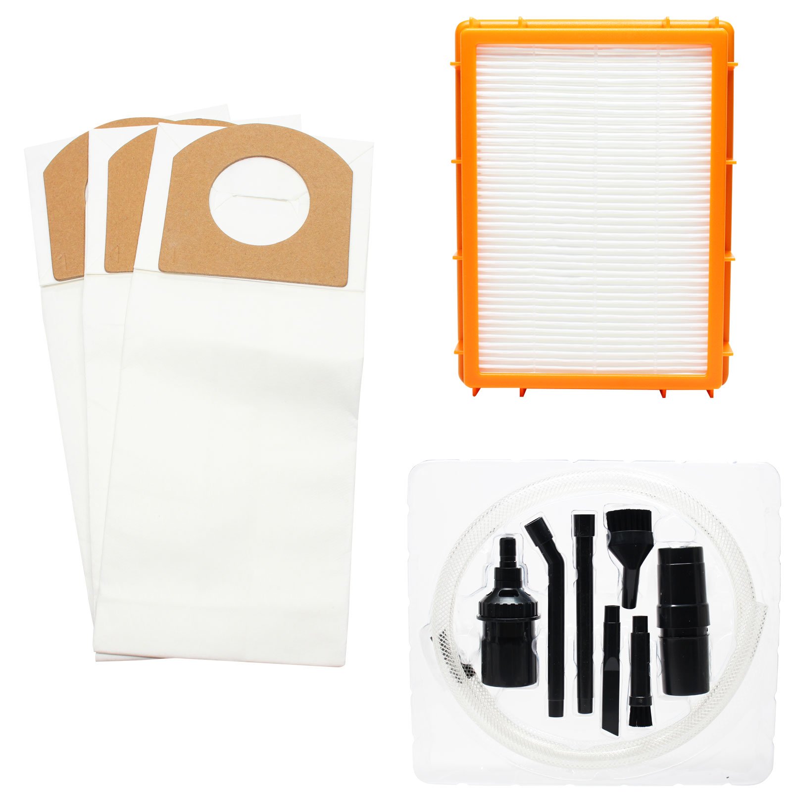 Upstart Battery 3 Vacuum Bags & 1 HEPA Filter with 7-Piece Micro Vacuum Attachment Kit - Replacement for Eureka Boss SmartVac 4800 Series - Compatible with Eureka Style RR Vacuum Bags & HF-2 Filter - Perfect for Home Cleaning, Pet Hair Removal, and Allergen Reduction