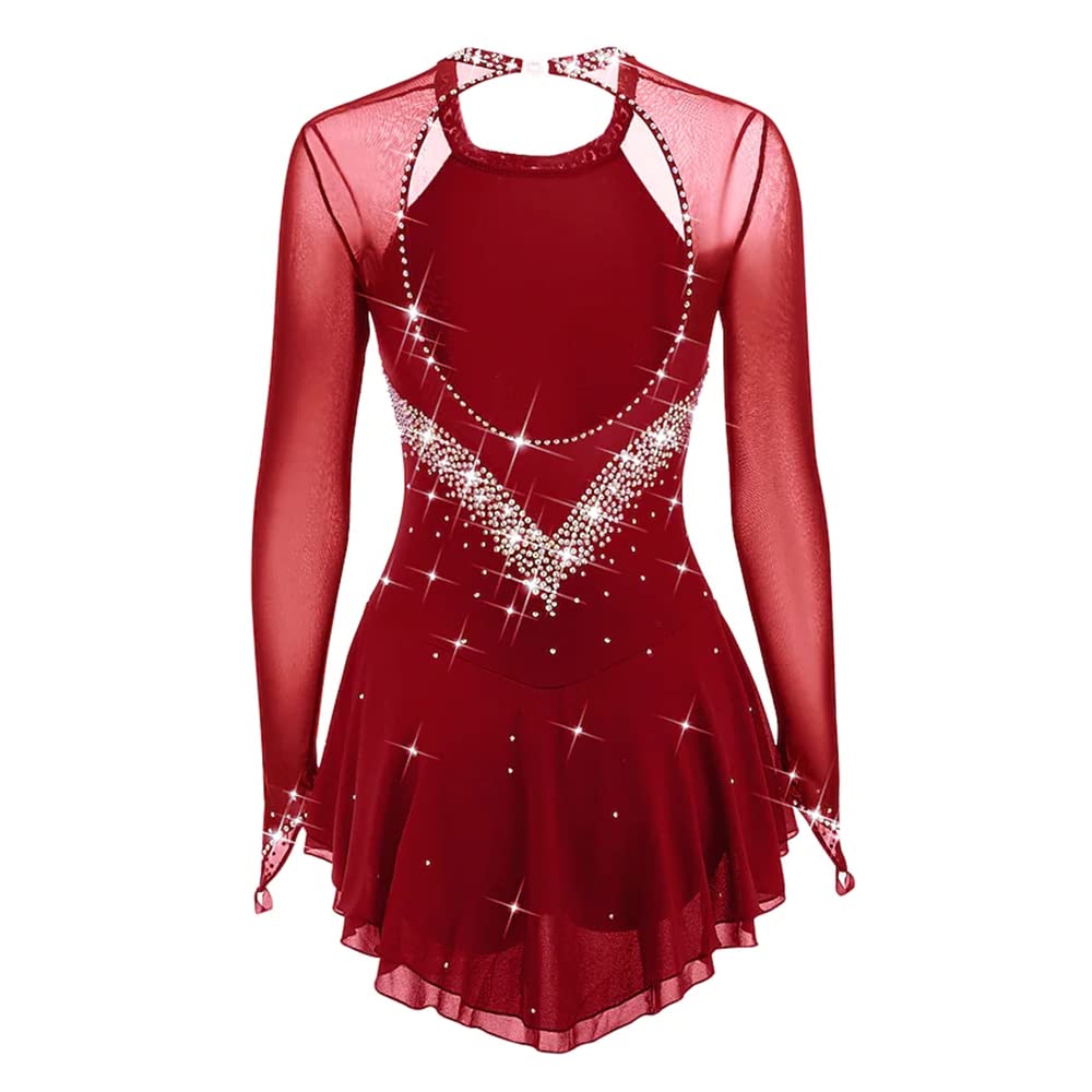 Dark Black Figure Skating Dress for Women & Girls – Elegant & Simple Skating Skirt Costume – Perfect for Ice Skating, Performances & Competitions