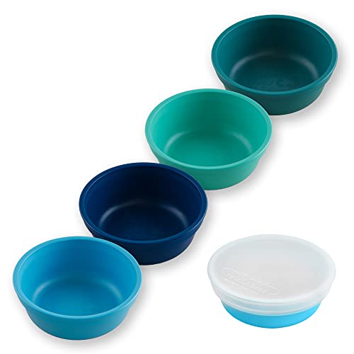 Re-Play 12 oz. Bowls with Silicone Lid – 4-Pack BPA-Free Medical-Grade Platinum Silicone Food Storage Containers – True Blue – Perfect for Baby Food, Meal Prep & Leftovers