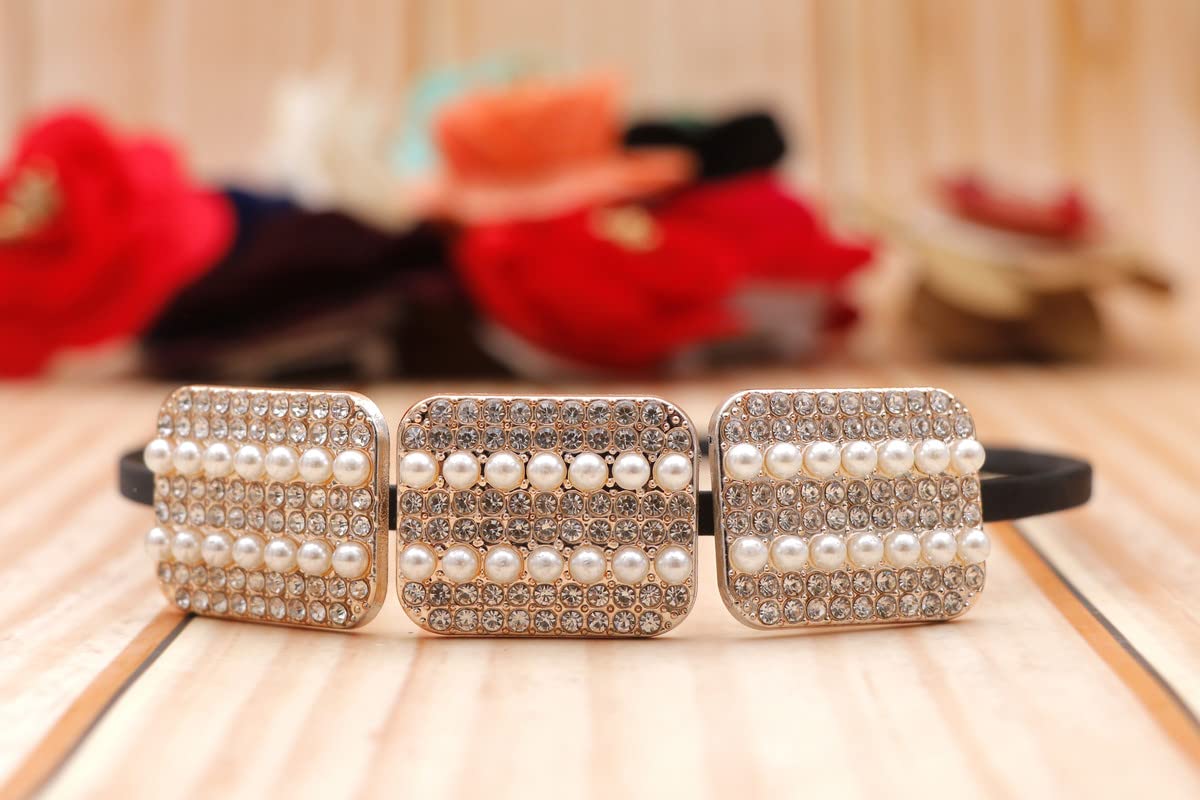 NAVMAV Sparkling Crystal Rhinestones & Pearl Beads Non-Slip Butterfly Headband - Elegant Wedding & Party Hair Accessories for Women & Girls (2-Pack) | Perfect for Bridal, Prom, and Special Occasions