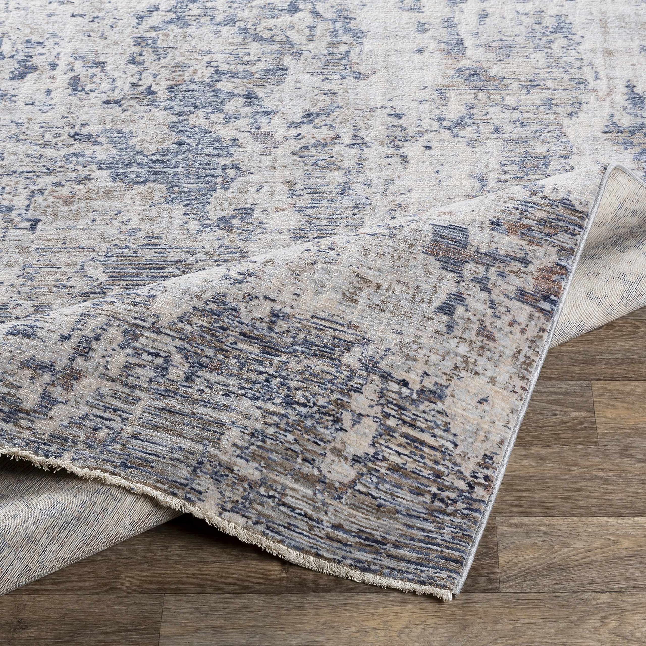 Modern Hauteloom Broxbourne Area Rug for Living Room & Bedroom - Navy, Denim, Pale Blue - 2' x 3'3