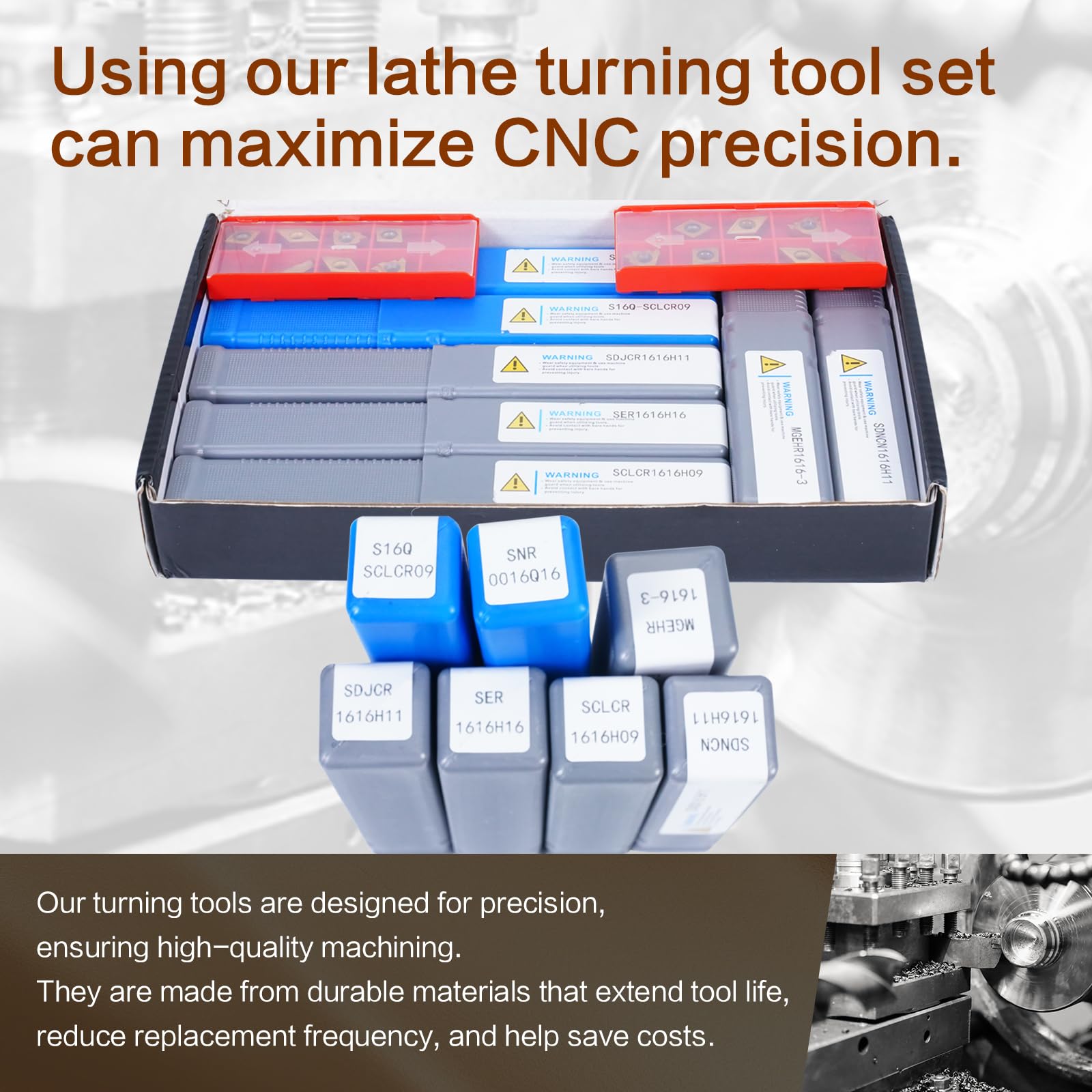 21Pcs Lathe Turning Tool Kit with 5/8