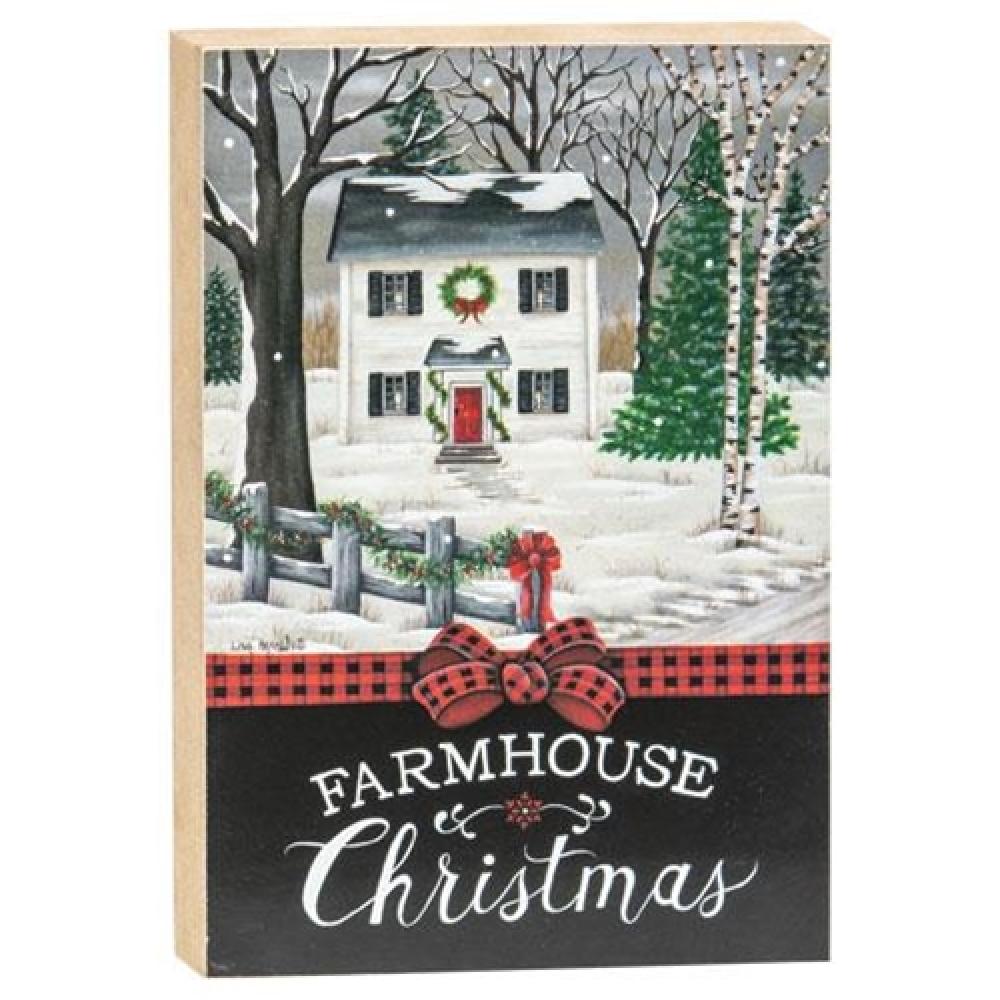 Farmhouse Christmas Decor Wooden Block Sign - Rustic Holiday Home Decor for Christmas Tree, Mantel, and Tabletop - Perfect for Farmhouse, Rustic, and Vintage Holiday Decorating