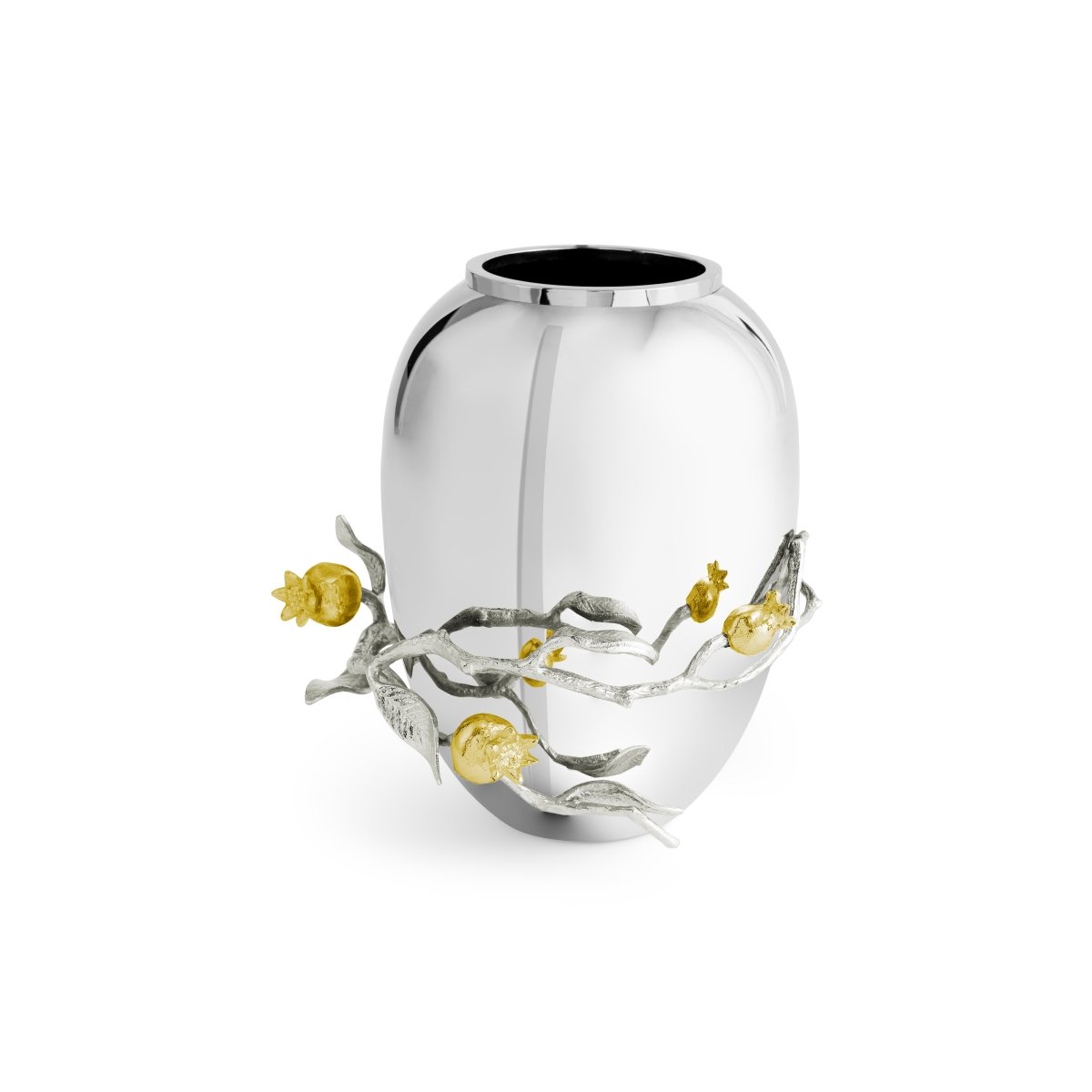 Elegant Pomegranate Silver & Gold Vase - Handcrafted Home Decor for Wedding Centerpieces, Dining Table & Luxury Gift Giving