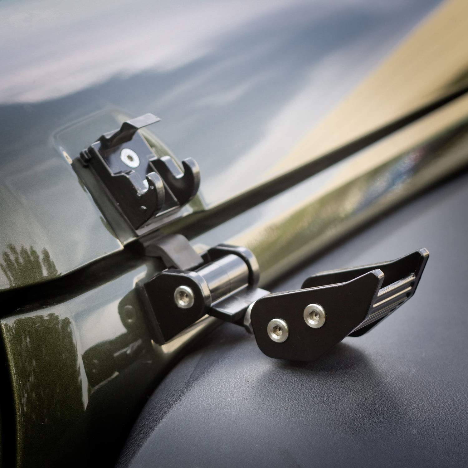 Rugged Ridge Hood Catch Kit for Jeep Wrangler JK (2007-2018) - Heavy Duty Black Hood Latch | Part #11210.11 | Off-Road & Adventure Vehicle Protection