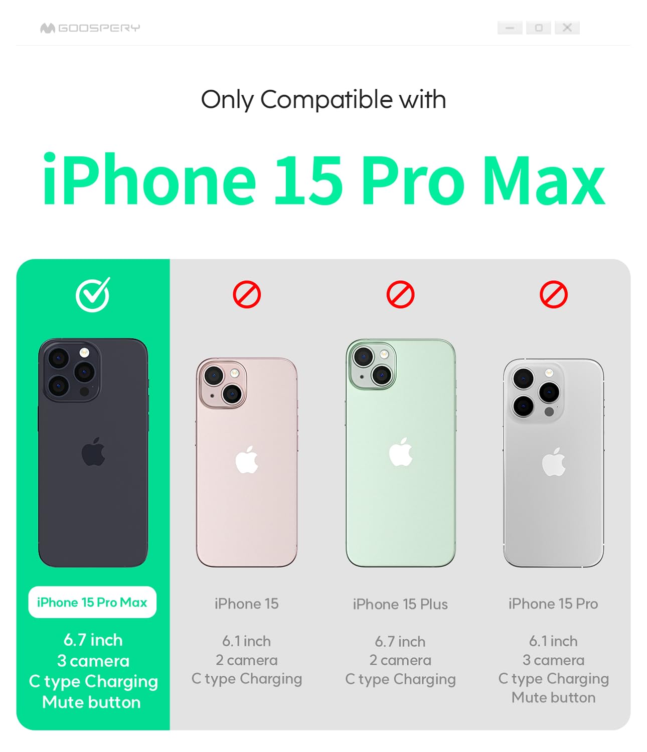 GOOSPERY Magnetic Door Bumper iPhone 15 Pro Max Case with Card Holder - Auto-Closing Wallet Case, Dual Layer Protective Cover (Green) | Perfect for Hands-Free Access & Secure Storage at Work, Gym, or Travel