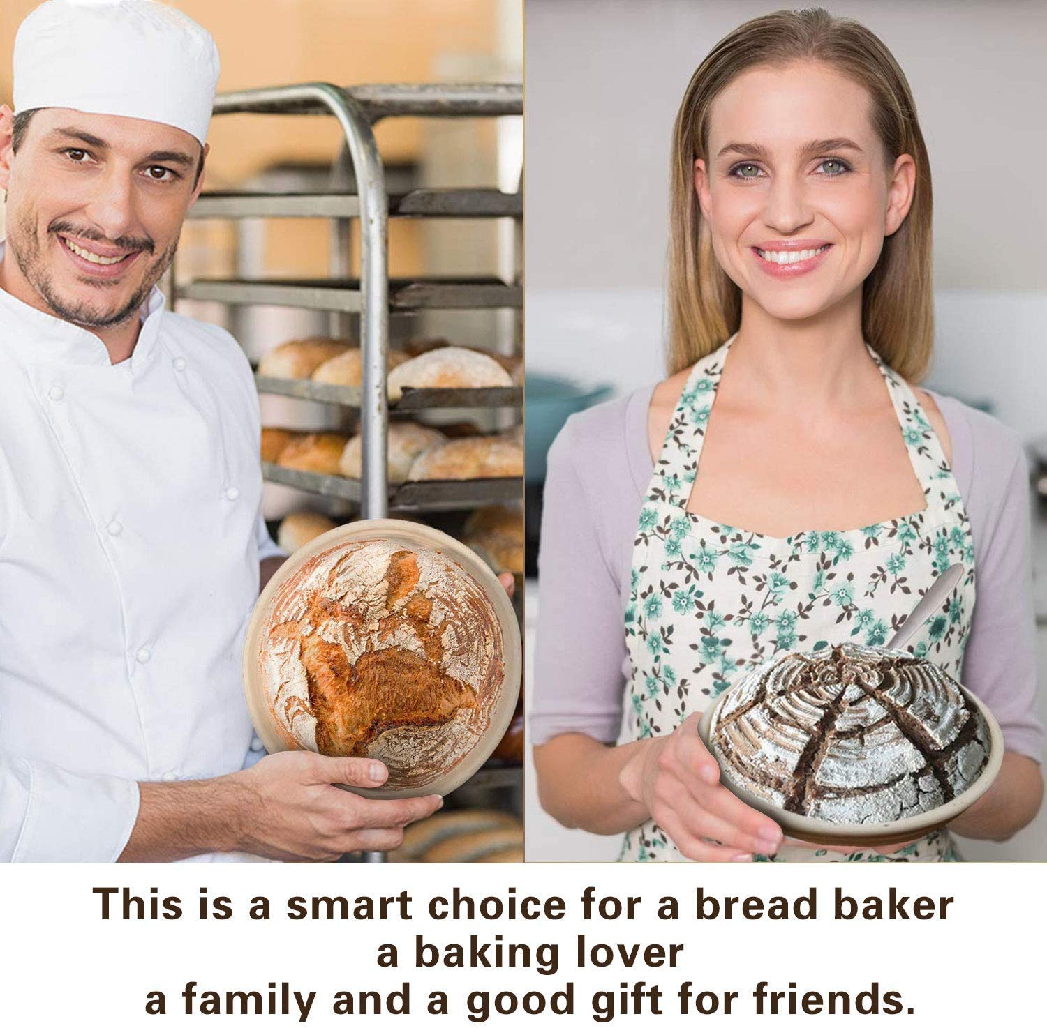 Round Banneton Proofing Basket 20cm Diameter x 8cm Height - Natural Wicker Cane Bread Proofing Basket for 500-600g Dough - Perfect for Sourdough, Artisan Bread Baking & Home Kitchen Use