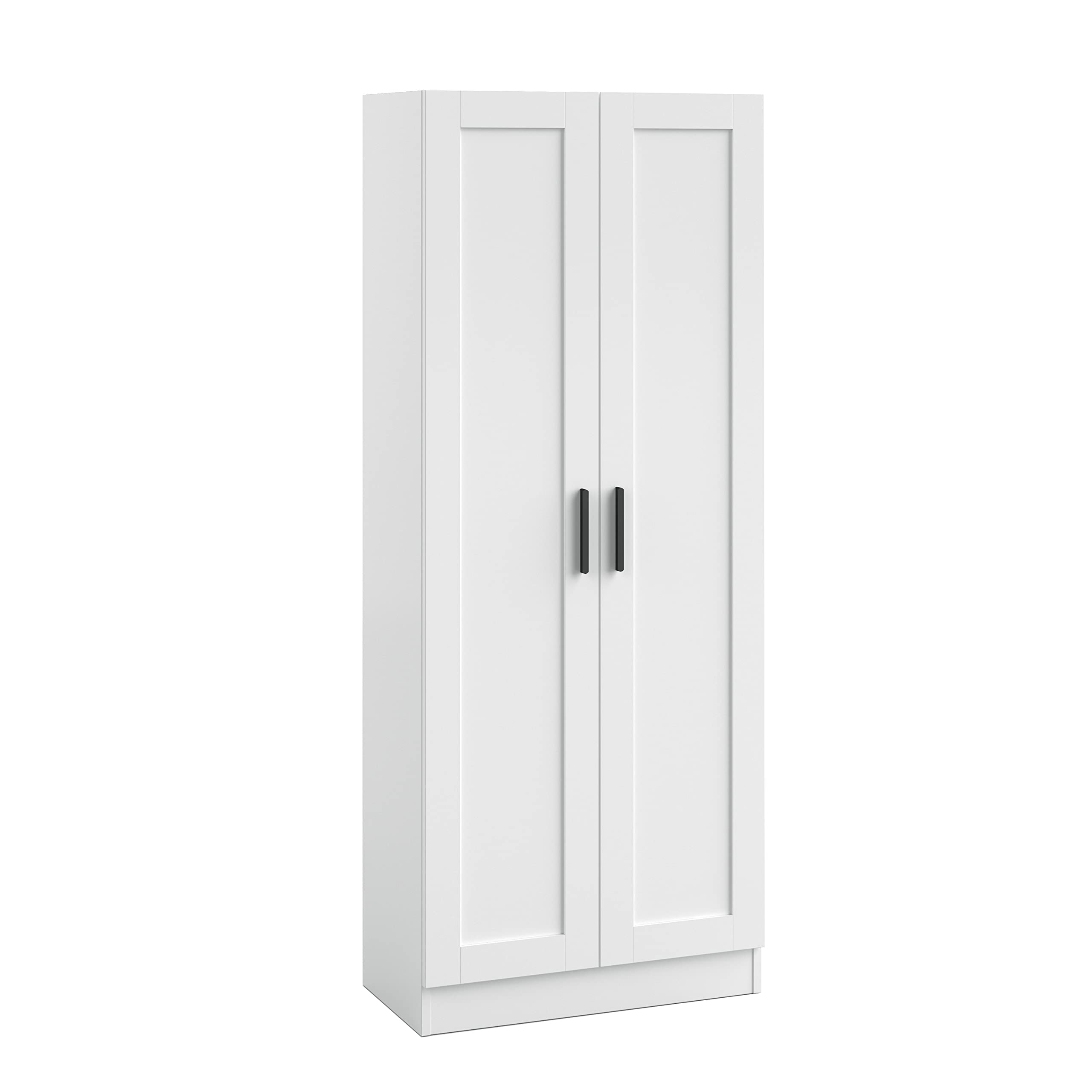 Panana White Wooden Storage Cabinet - 2 Door Narrow Pantry Cabinet with Adjustable Shelves, Freestanding Tall Kitchen Organizer for Spices, Dishes & Pantry Storage - Perfect for Small Spaces & Home Organization