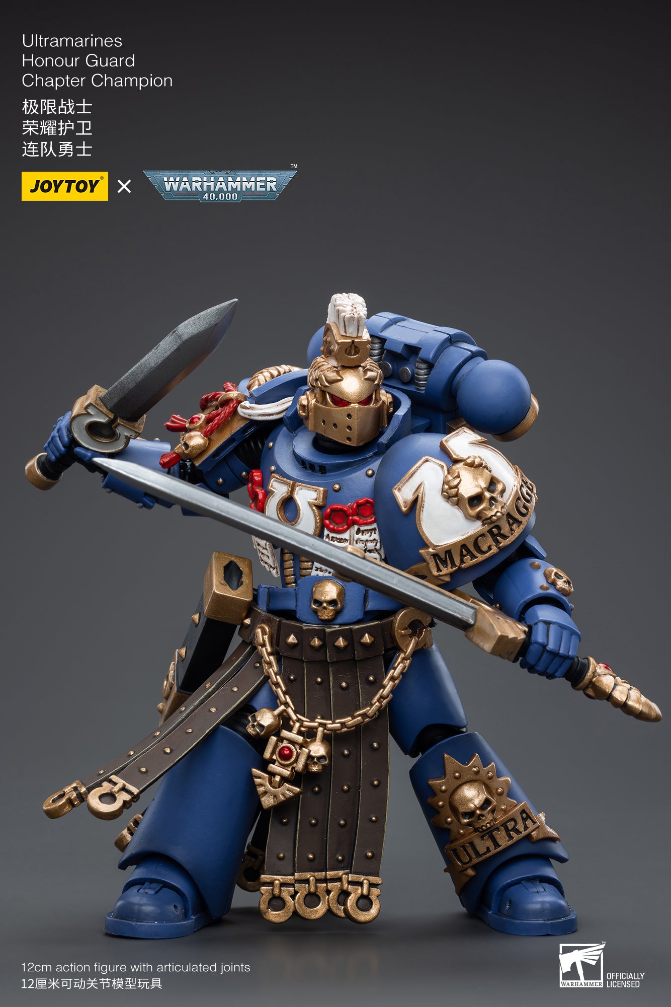 JOYTOY 1/18 Warhammer 40K Ultramarines Honour Guard Chapter Champion Action Figure - Collectible Reissue Model for Tabletop Gaming & Display
