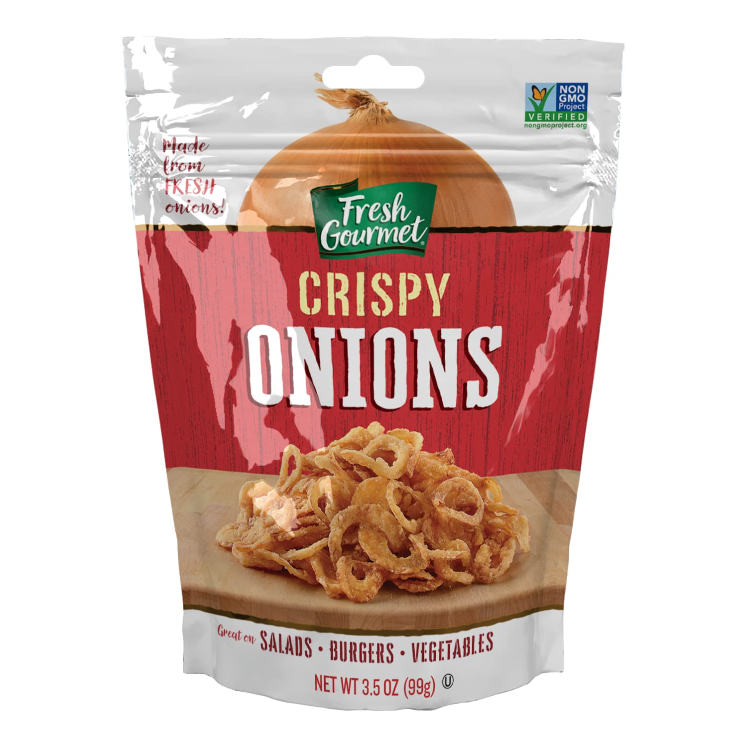 Fresh Gourmet Lightly Salted Crispy Onions - 3.5oz (Pack of 6) | Low Carb Keto-Friendly Crunchy Topping | Perfect for Salads, Soups, Burgers & Casseroles | Gluten-Free Snack & Food Garnish