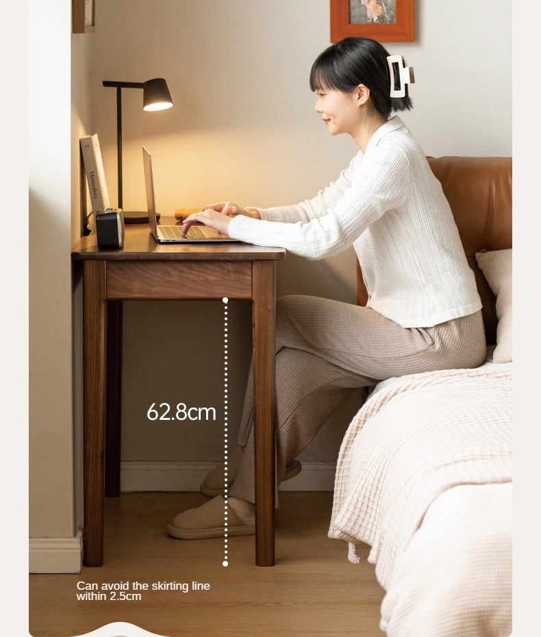 Premium Black Walnut Solid Wood Writing Desk with 3 Drawers - Modern Home Office Furniture for Study, Work & Remote Workspace