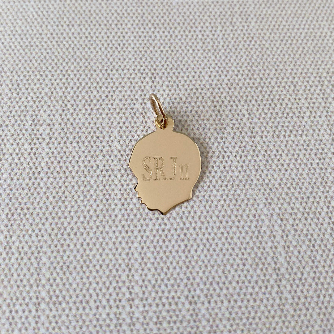 14K Yellow Gold Young Boy's Head Silhouette Charm Pendant - Elegant Kids Jewelry Gift for Birthdays & Special Occasions