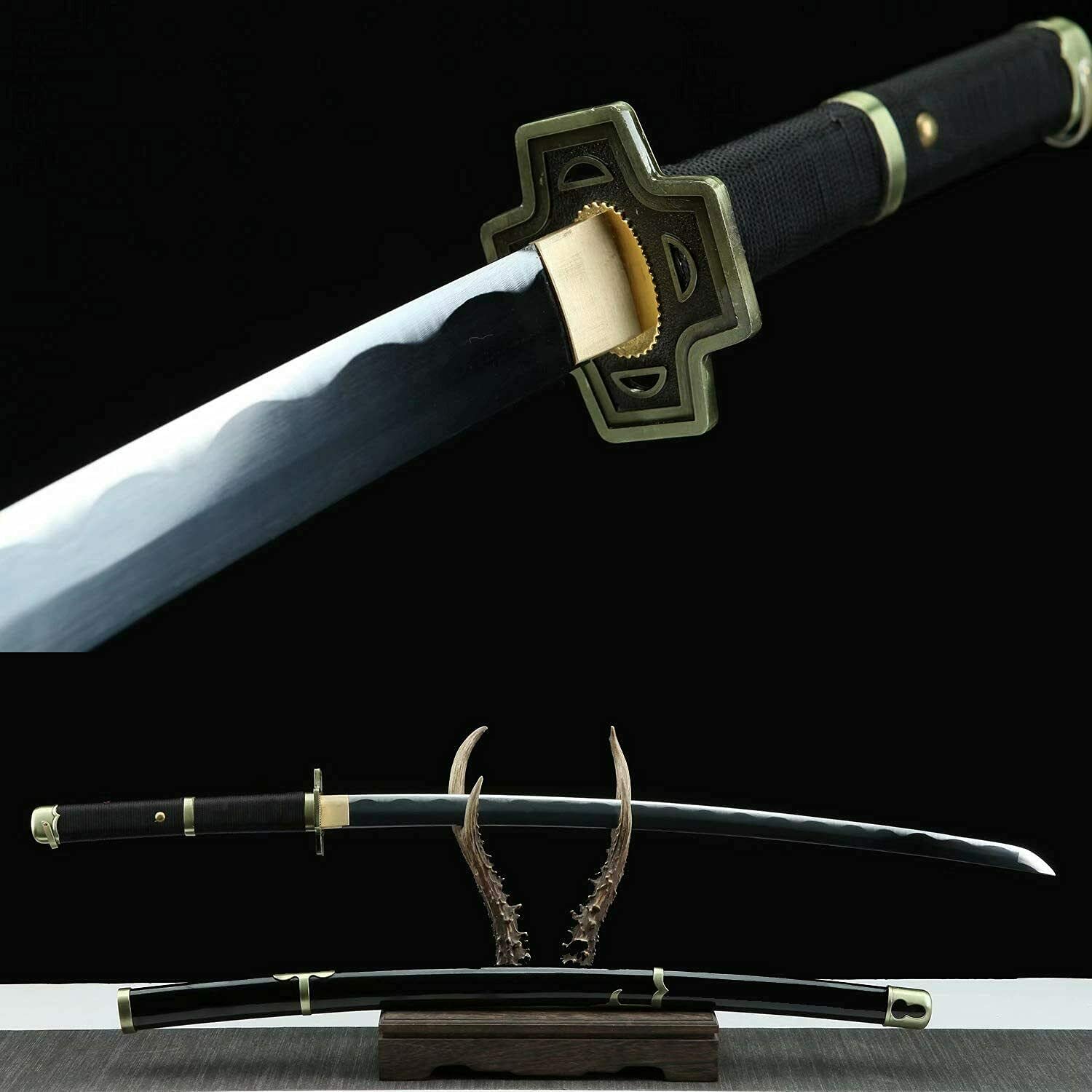 Handmade One Piece Roronoa Zoro Katana - Japanese Anime Cosplay Samurai Sword with Purple Blade | YAMA ENMA Replica | Perfect Gift for Men & Women | Collectible, Display, and Cosplay Accessory