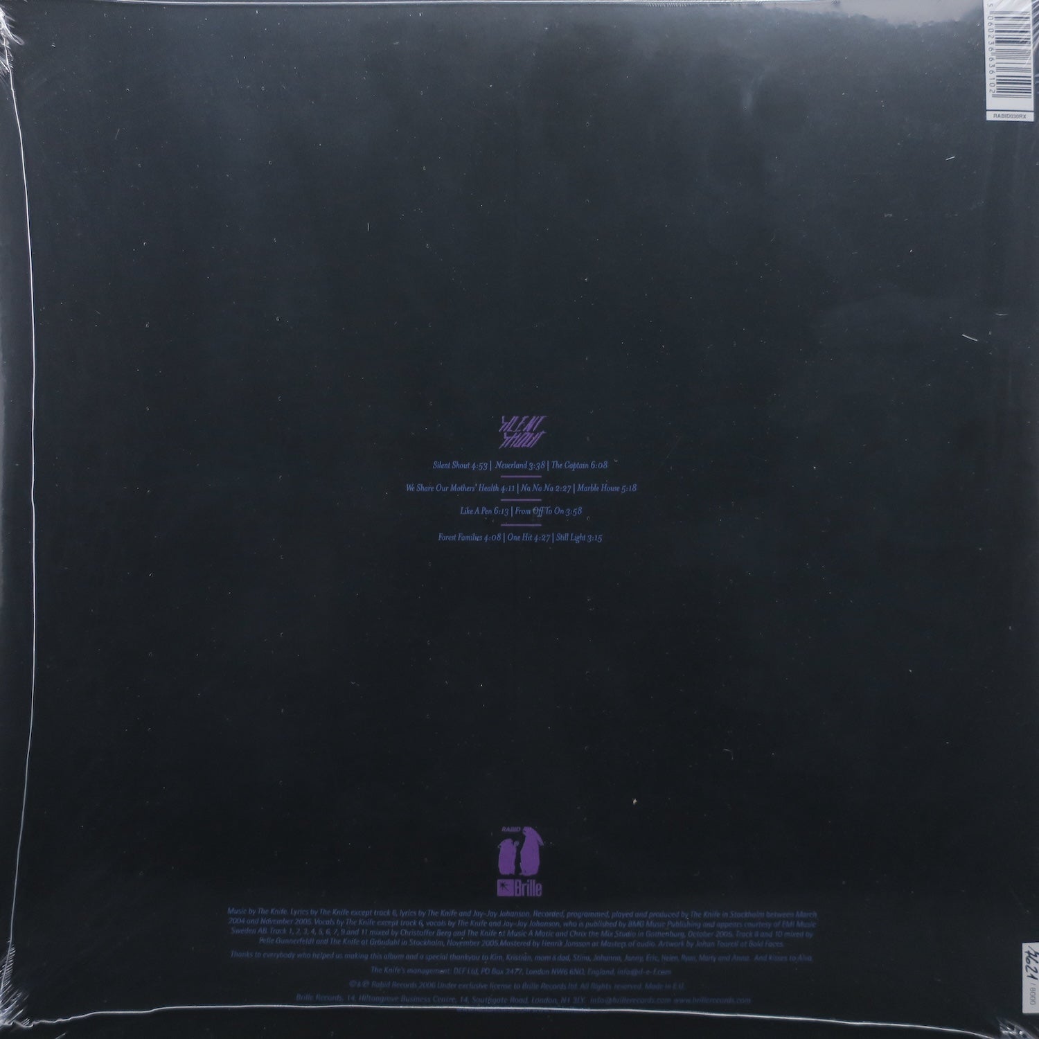 KNIFE 'Silent Shout' Limited Edition VIOLET Vinyl 2LP Record - Perfect for Music Collectors & Audiophiles