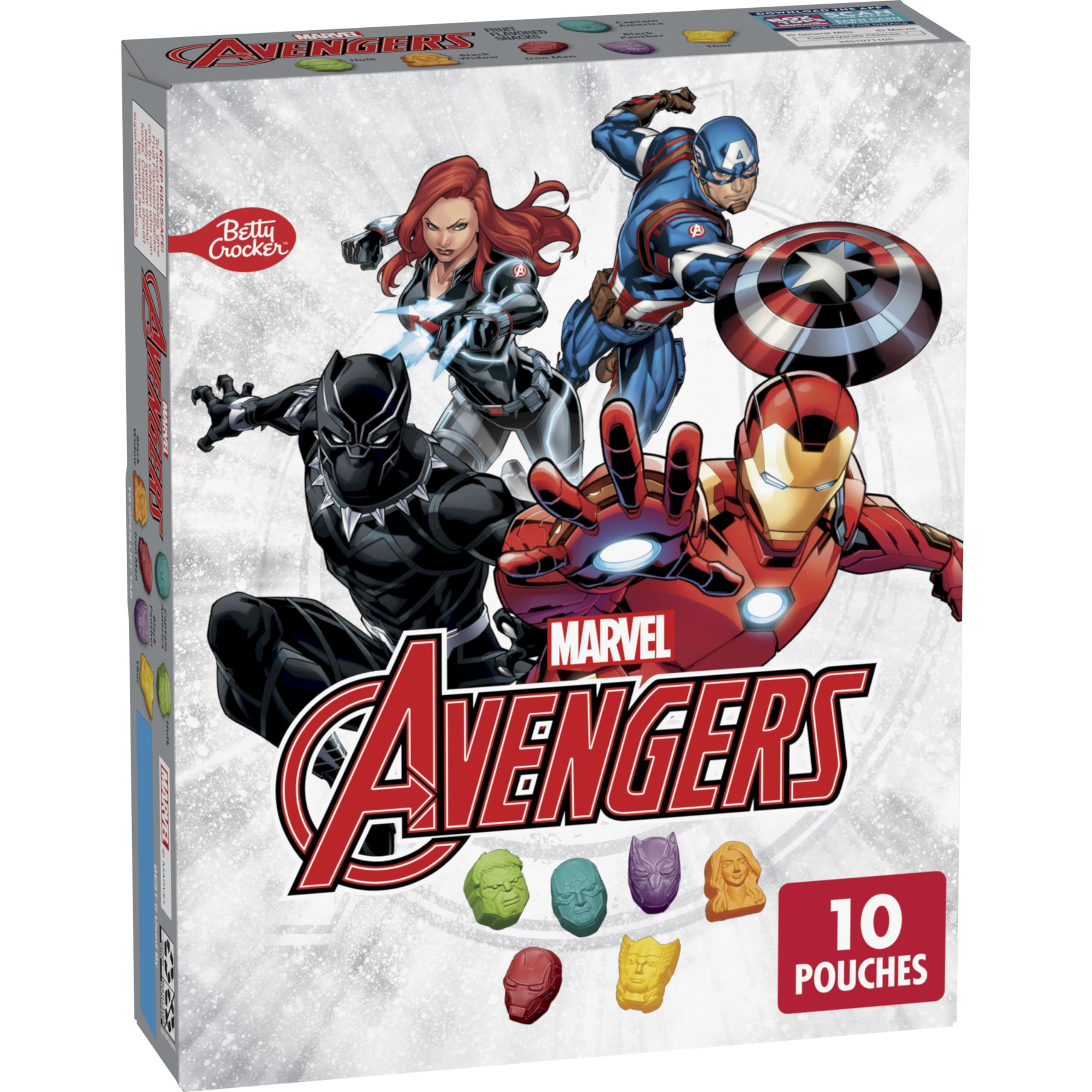 Marvel Avengers Assorted Fruit Flavored Snacks - Gluten Free, Non-GMO, 10 Count Pouches (Pack of 8) - Perfect for School Lunches, Birthday Parties & Movie Night Treats