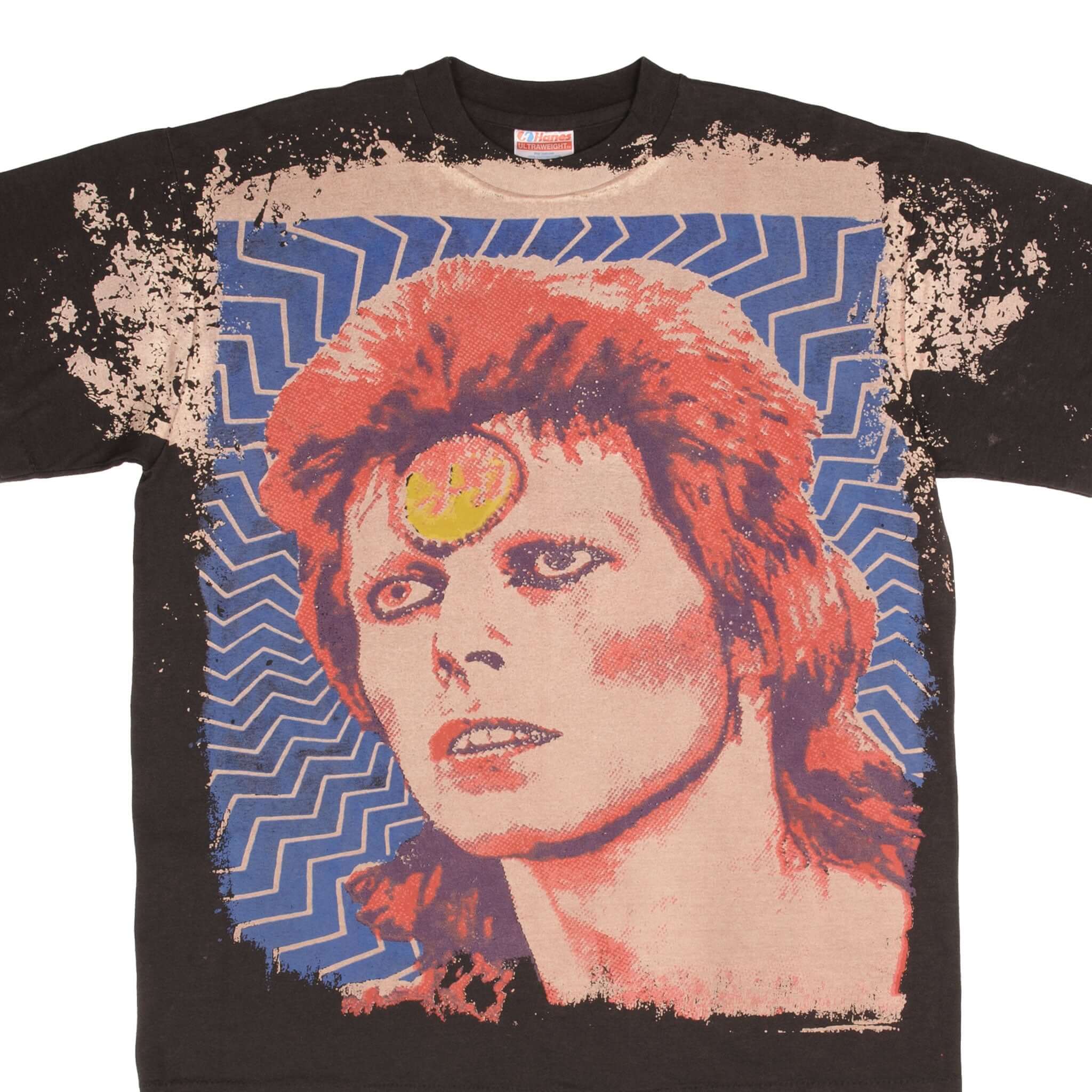 Vintage David Bowie Mosquitohead All Over Print T-Shirt - Large Size | 100% Cotton Graphic Tee | Made in USA | Perfect for Concerts & Retro Fashion