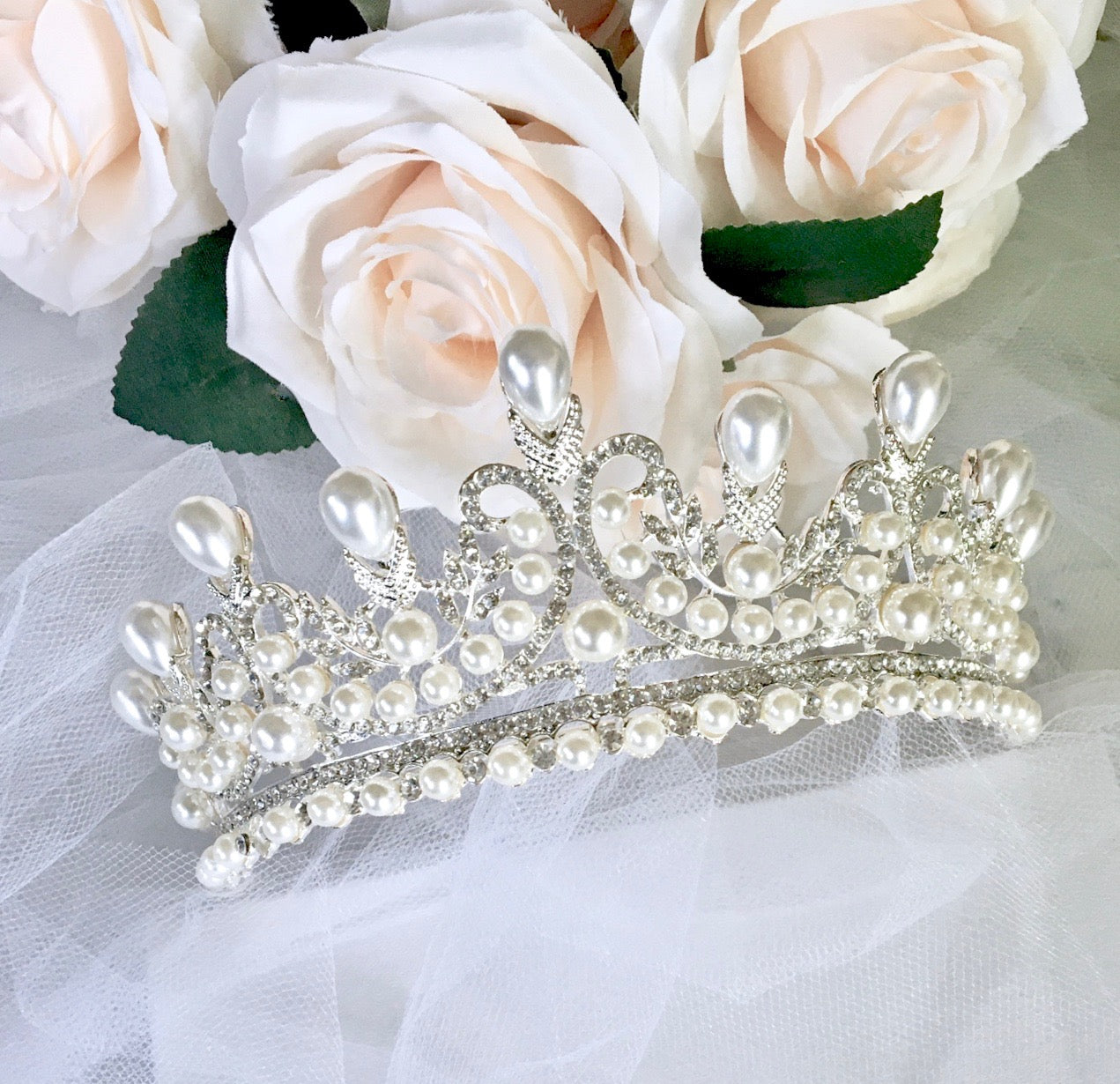 Maddison Pearl Bridal Tiara - Silver & Gold Wedding Crown for Brides | Perfect for Bridal Showers, Weddings & Special Occasions