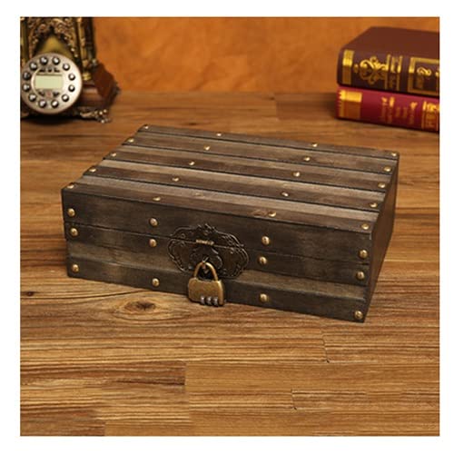Vintage Wooden Jewelry Storage Box - Large Capacity Decorative Treasure Chest for Jewelry Collection, Gift & Home Decor (28.5x20x9.4cm, Gray) - Perfect for Organizing Necklaces, Rings & Keepsakes in Bedroom, Vanity or Dresser