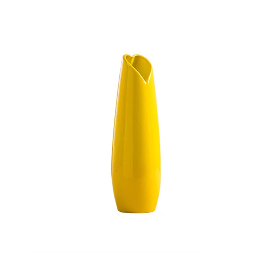 KGEZW Modern Yellow Ceramic Vase - Large Flower Vase for Home Decor, Wedding Centerpiece & Tabletop Display | Elegant Porcelain Vase for Living Room, Dining Table & Office Decor