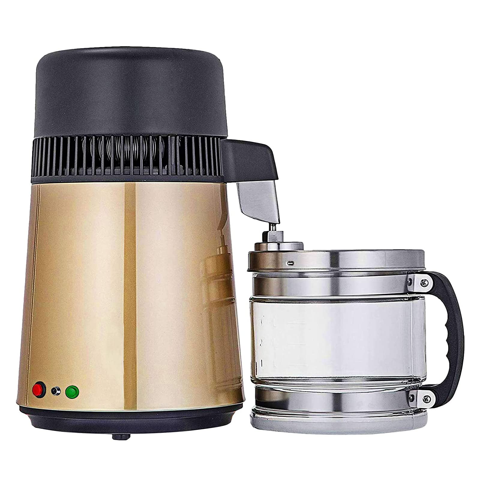 **1.1 Gal/4L Countertop Water Distiller - 750W Stainless Steel Purifier with Food-Grade Glass Container & Handle | Pure Water for Home, Office & Emergency Preparedness**