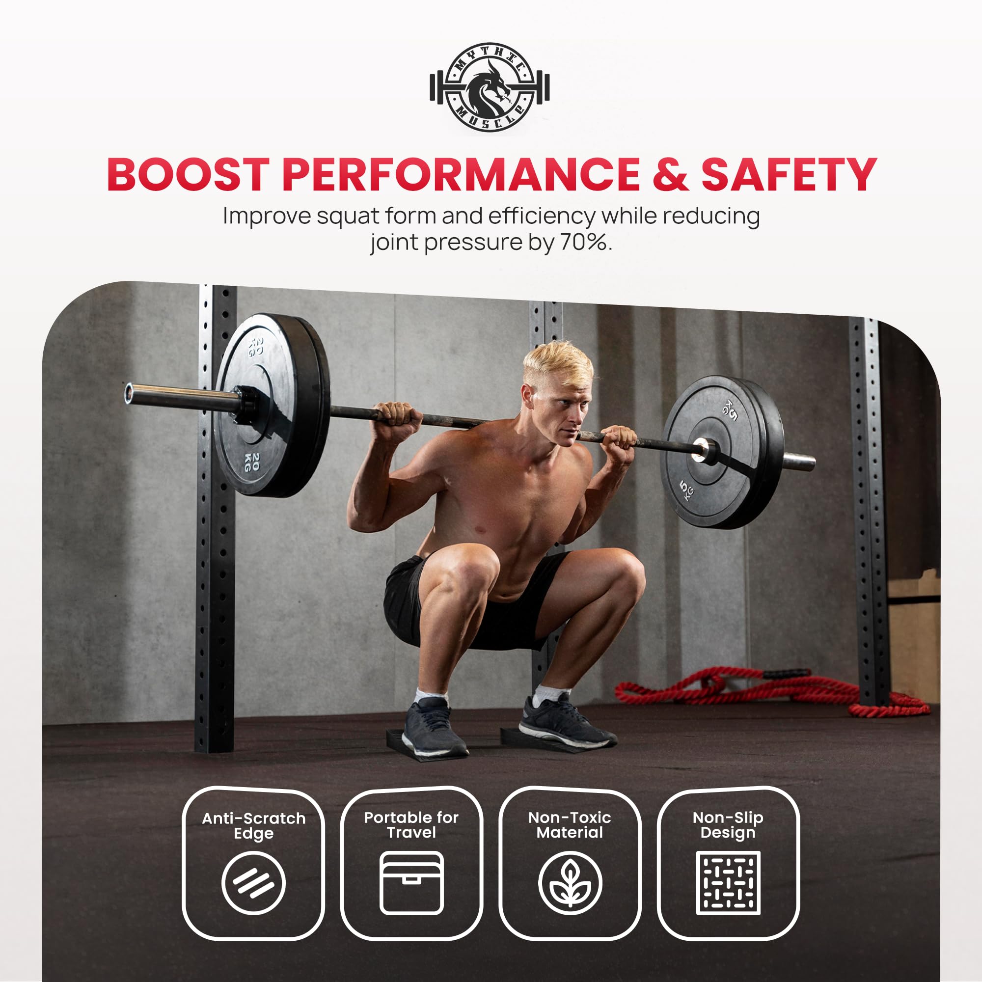 Adjustable Squat Wedges for Heels - 6-Piece Stackable Exercise Wedge for Elevated Squats, Non-Slip Squat Blocks for Strength & Balance Training - Durable 1200 lbs Capacity with Resistance Bands & Carry Bag - Perfect for Home Gym, CrossFit, and Weightlifting Workouts