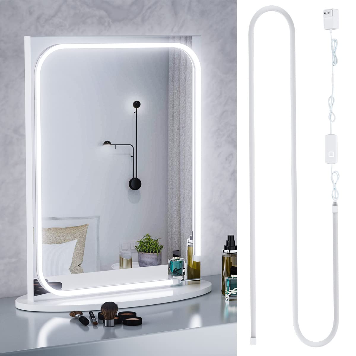 MY BEAUTY LIGHT LED Vanity Mirror Lights Strip - 6000K Daylight White Dimmable Makeup Light (6.56FT) - ELT Approved 24V Stick-On Mirror Lighting for Professional Makeup & Beauty Salon Use