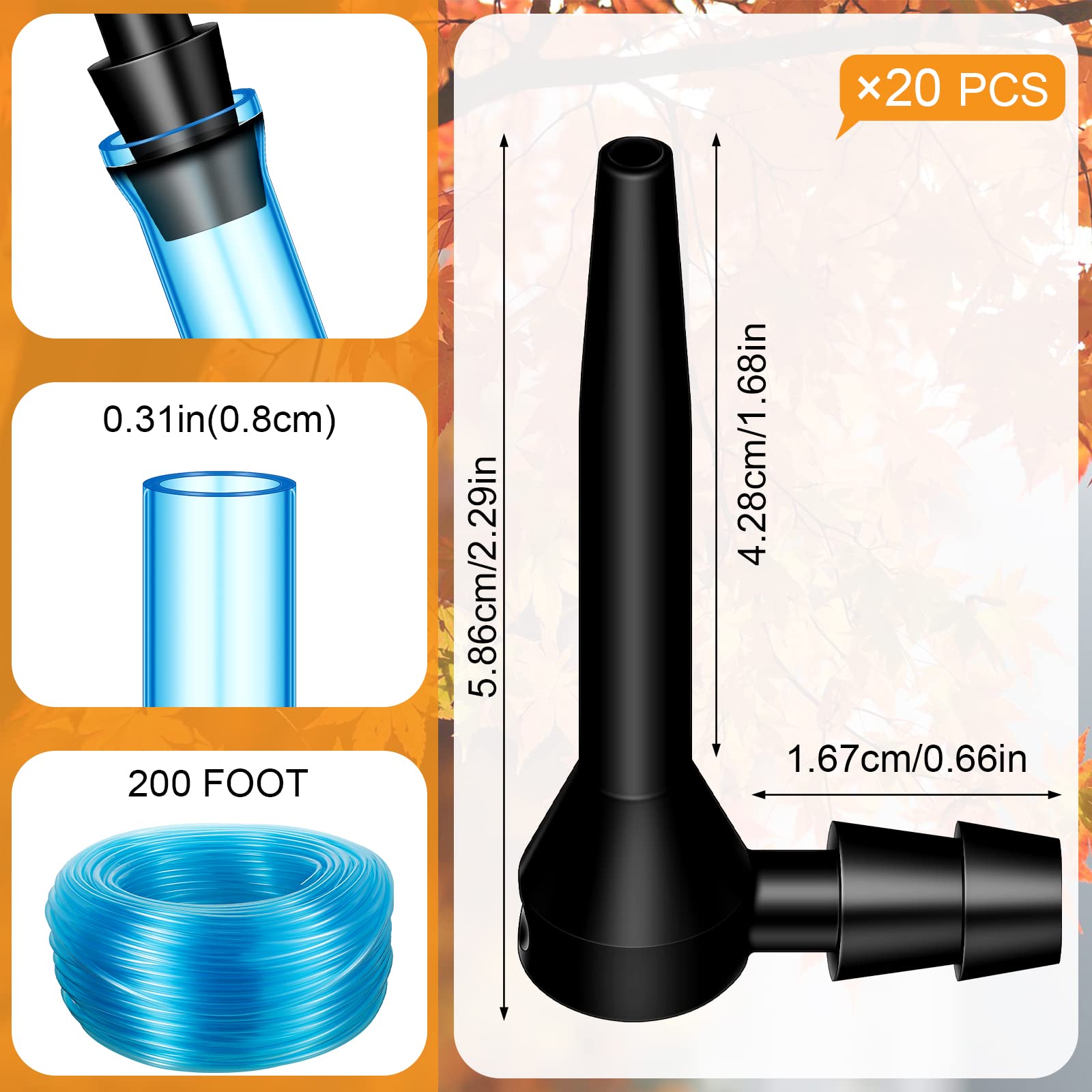 Premium 200 ft Maple Syrup Vacuum Tubing Kit with 20 Stainless Steel Tree Taps - Complete Sap Collection System for Home Brewing & DIY Maple Syrup Making - Perfect for Backyard Sugar Maple Trees & Small-Scale Syrup Production