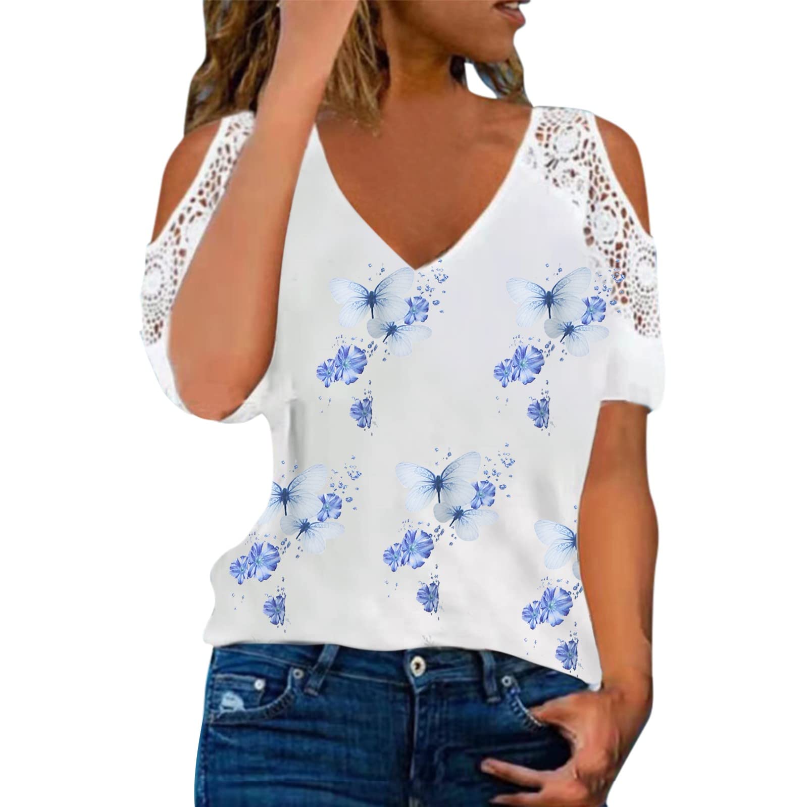 Stylish Women's Summer Tops - Casual Short Sleeve Cold Shoulder Tunic Blouse for Beach, Vacation & Everyday Wear | Comfortable & Fashionable Tee Shirts
