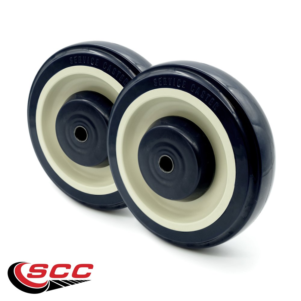 5 Inch Non-Marking Polyurethane Shopping Cart Wheels - Heavy Duty 250 lbs Capacity Per Wheel (500 lbs Total) - Replacement Wheels for Supermarket & Retail Carts - Set of 2 by Service Caster - Perfect for Grocery Stores, Warehouses & Shopping Centers