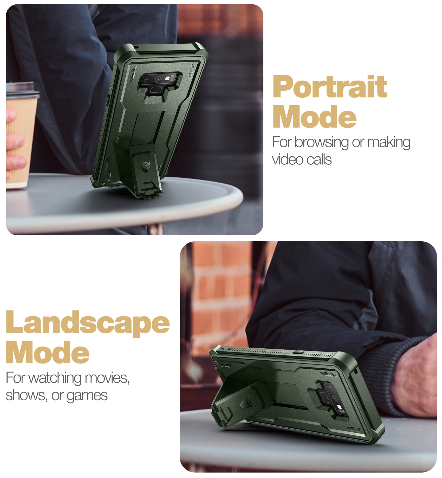 Durable Shockproof Rugged Case for Samsung Galaxy Note 9 with Built-in Kickstand & Screen Protector - Full Body Protection for Outdoor, Work & Daily Use